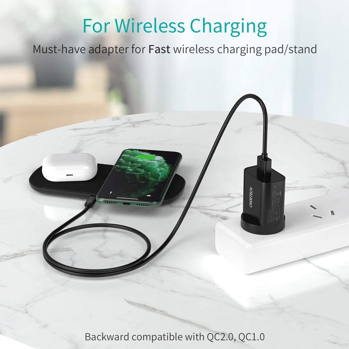 CHOETECH 18W USB Wall Charger Quick Charge QC 3.0 Power Adapter Fast Charging AU