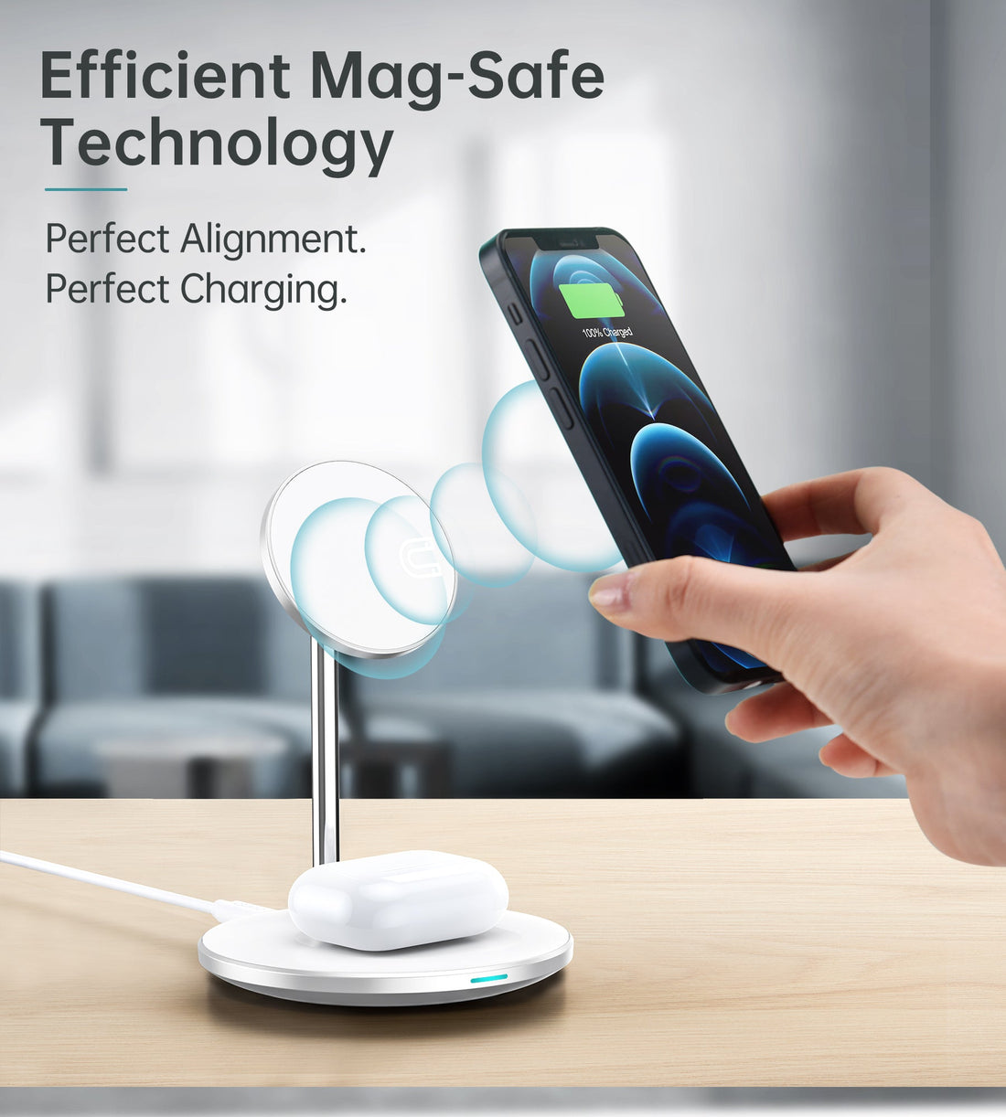 CHOETECH 2 In 1 MagSafe iPhone Magnetic Wireless Charger Stand Fast Charging Dock