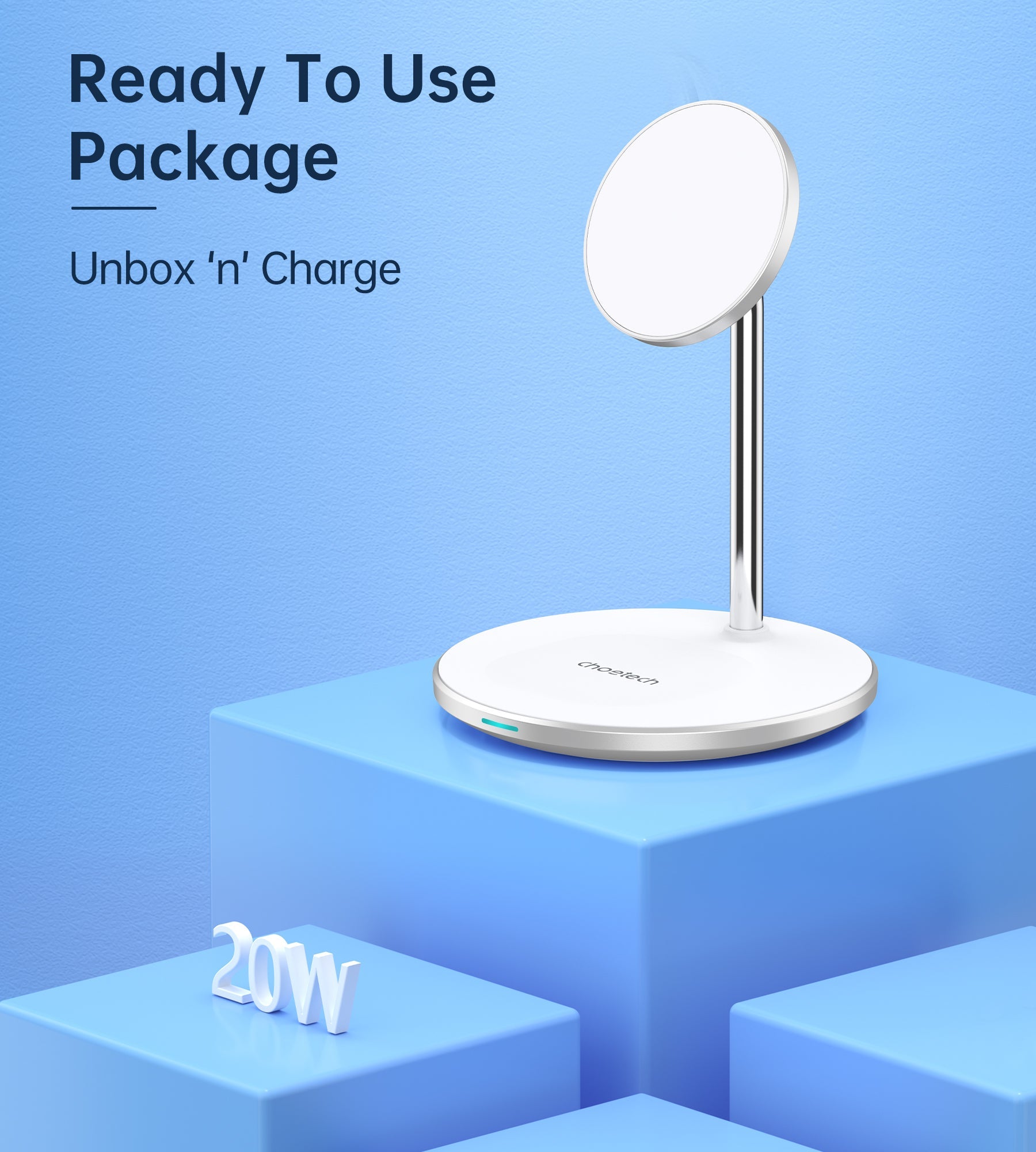 CHOETECH 2 In 1 MagSafe iPhone Magnetic Wireless Charger Stand Fast Charging Dock