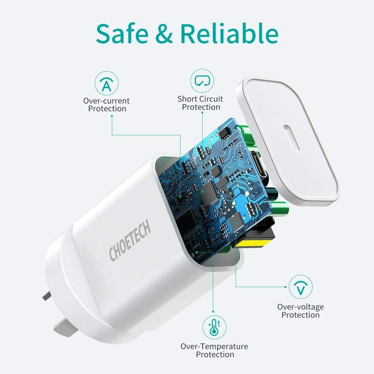 CHOETECH 20W USB-C PD Wall Charger Type-C Power Adapter Fast Charging AU
