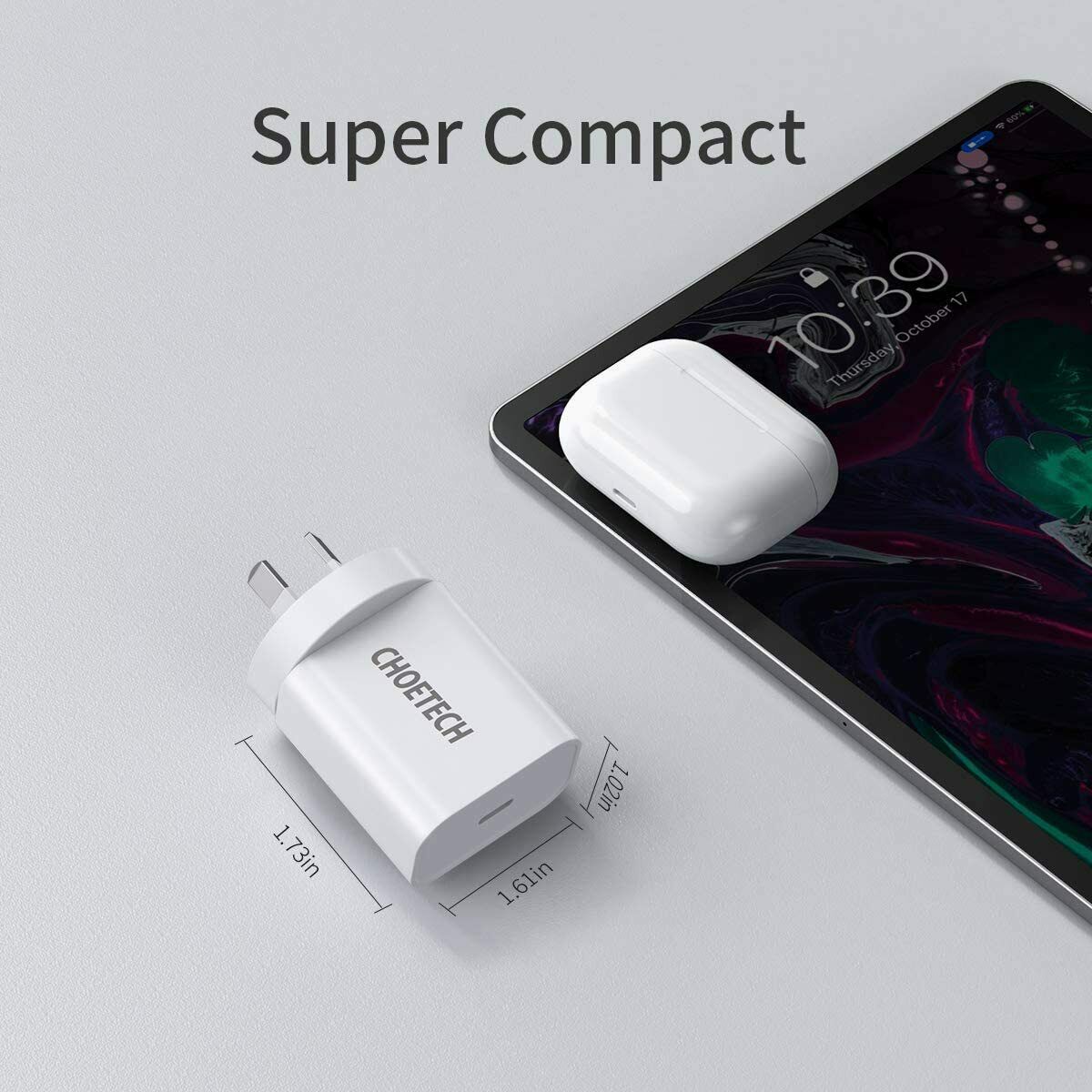 CHOETECH 20W USB-C PD Wall Charger Type-C Power Adapter Fast Charging AU