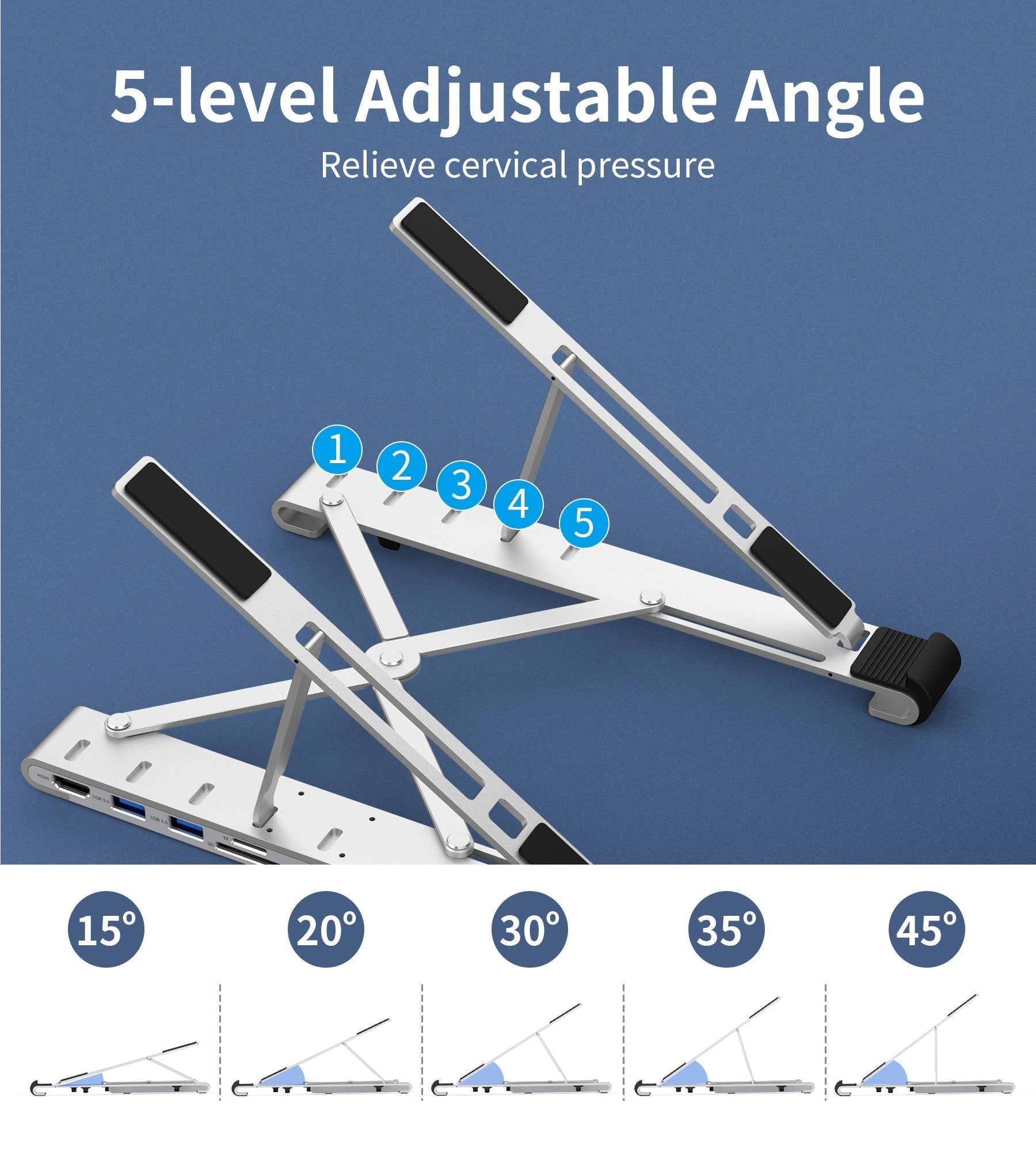 CHOETECH HUB-M43 Collapsible Laptop Stand with USB-C Hub 7 in 1 Docking Station