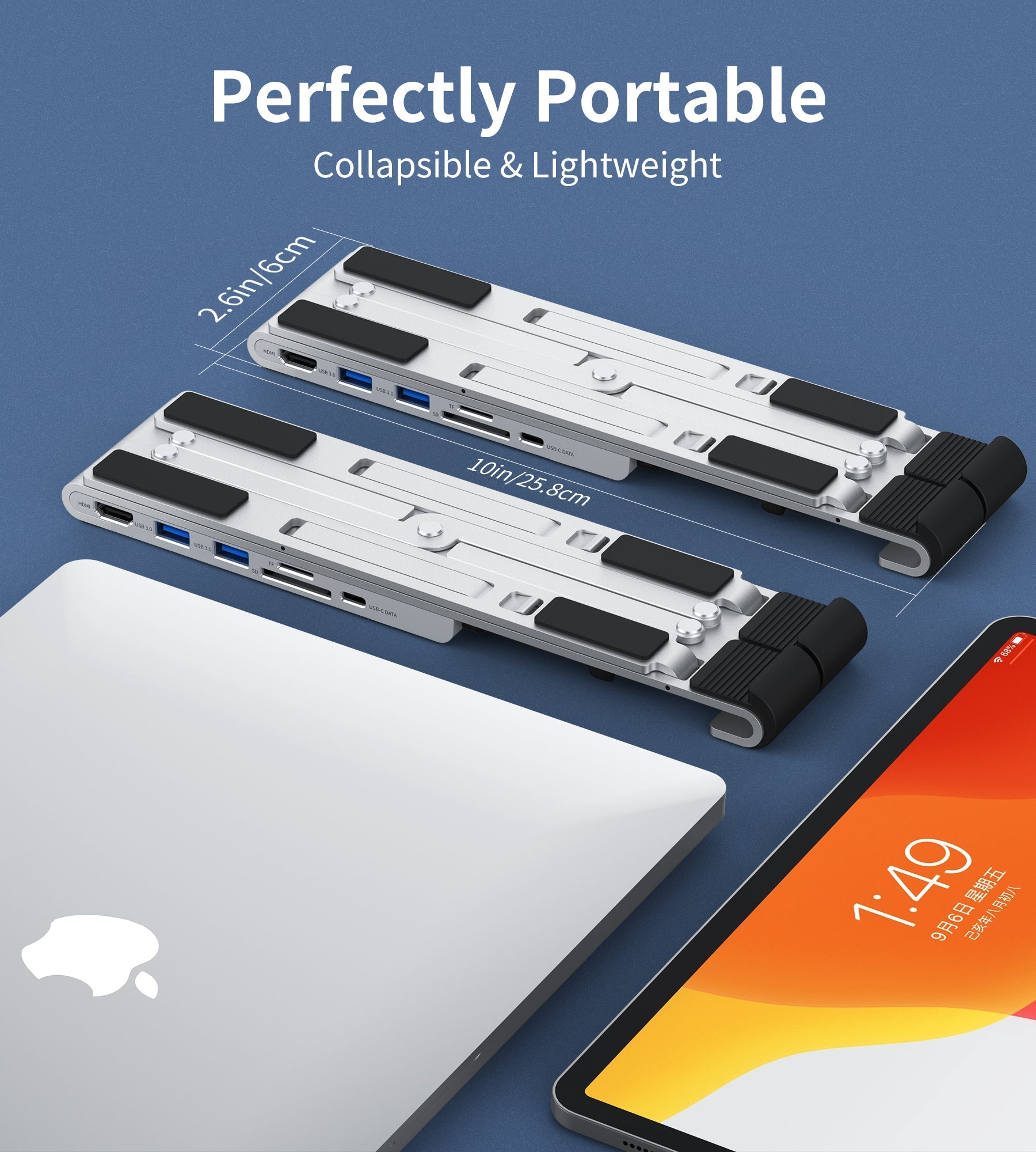 CHOETECH HUB-M43 Collapsible Laptop Stand with USB-C Hub 7 in 1 Docking Station