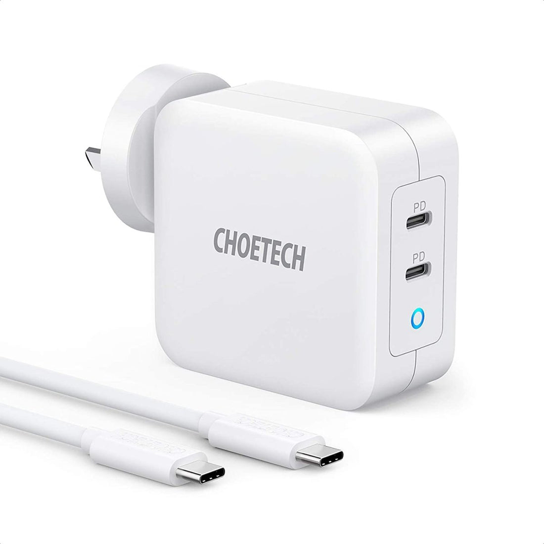 CHOETECH USB-C PD 100W Charger GaN Tech Dual Port Type C Wall Fast Power Adapter