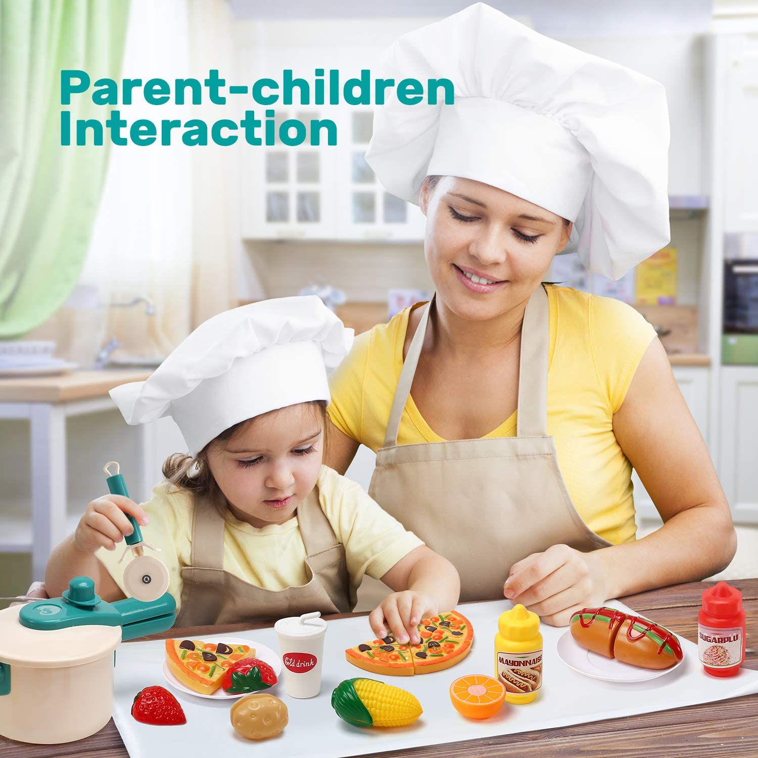 CUTE STONE 40PCS Kids Play Kitchen Accessories Play Cooking Toys Food Cookware