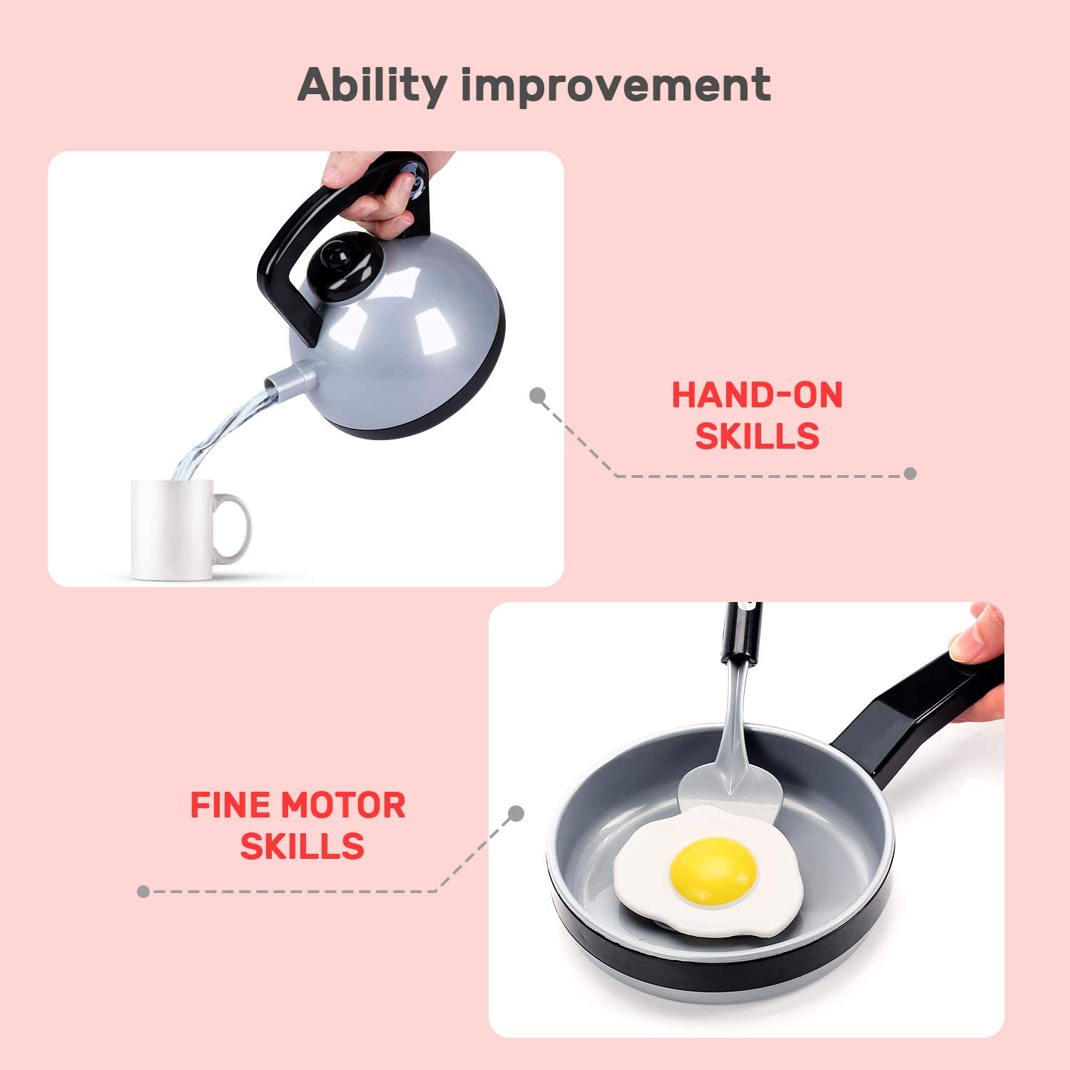 CUTE STONE Kids Kitchen Pretend Play Toy Cooking Set Cookware Pots Pans Playset