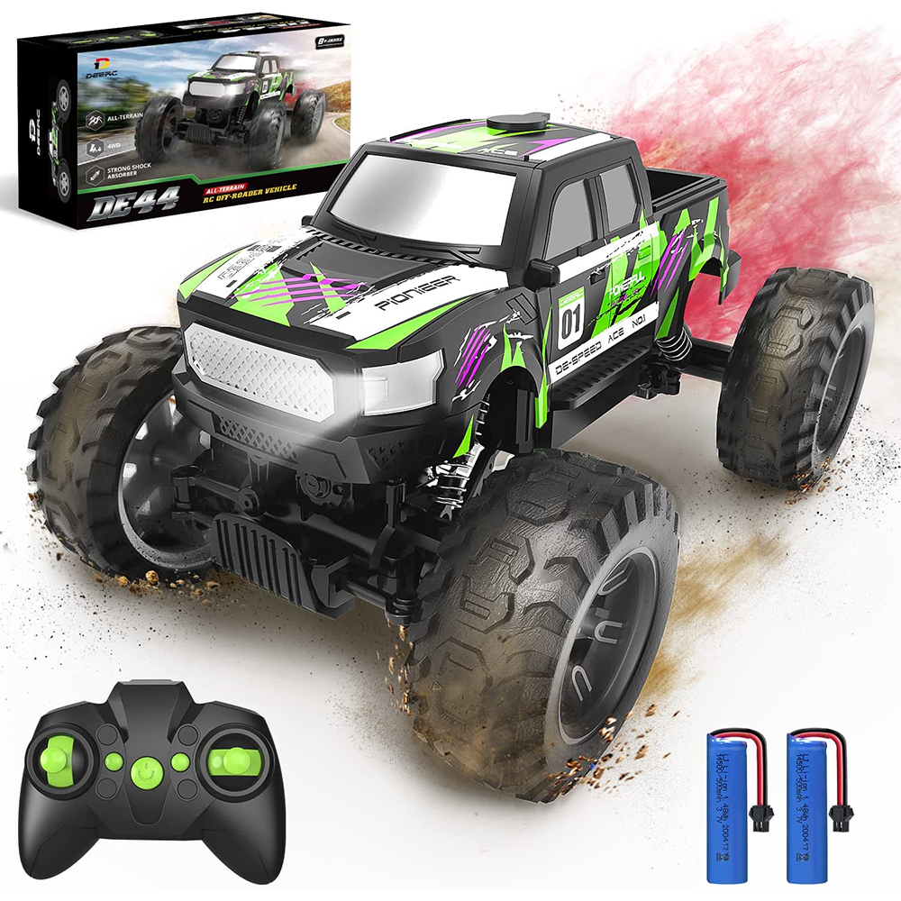 DEERC DE44 Remote Control Monster Truck w/ Fog Mist Dual Motors Off Road RC Car