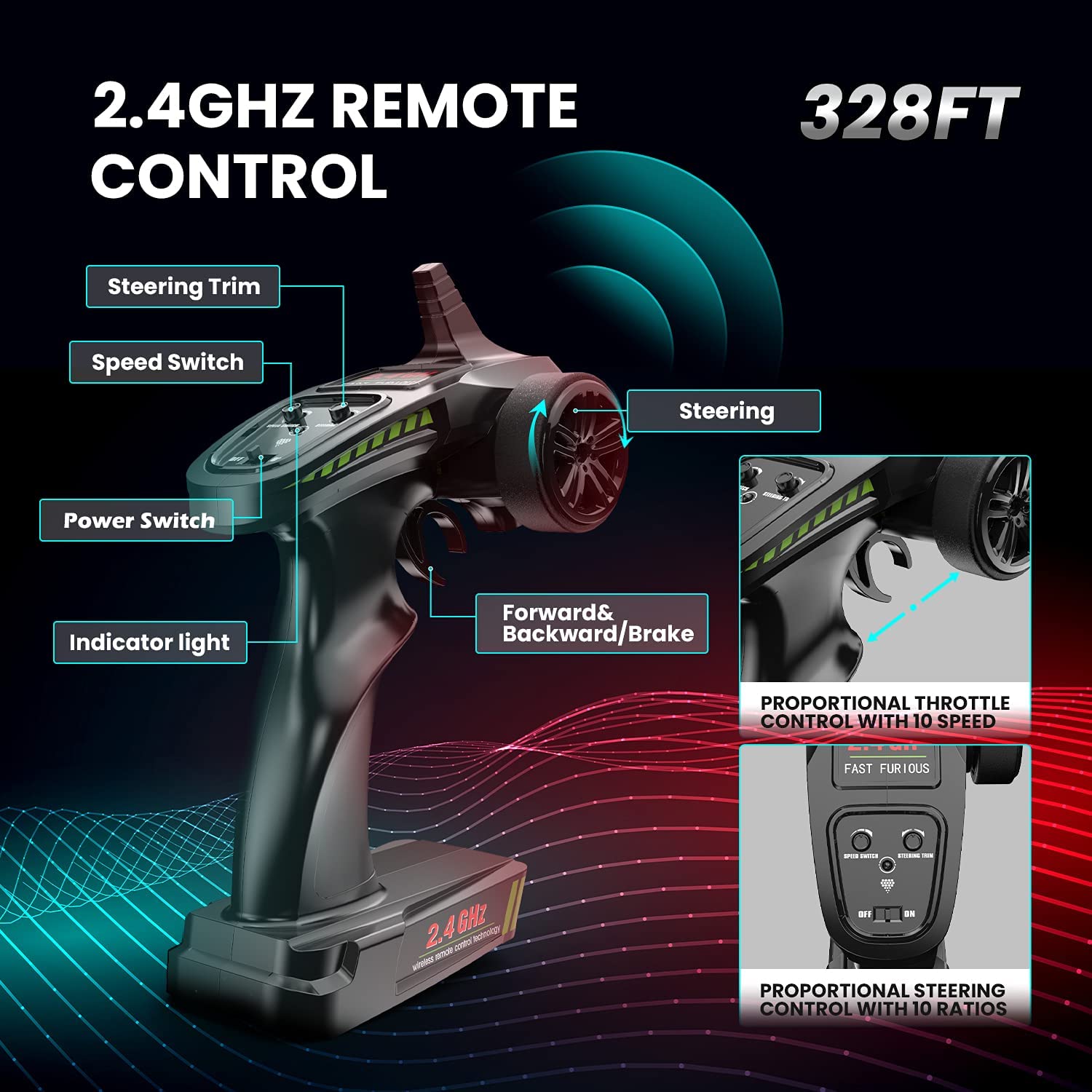 DEERC 302E RC Car High Speed Remote Control Car 1:18 Scale 4WD Monster Truck