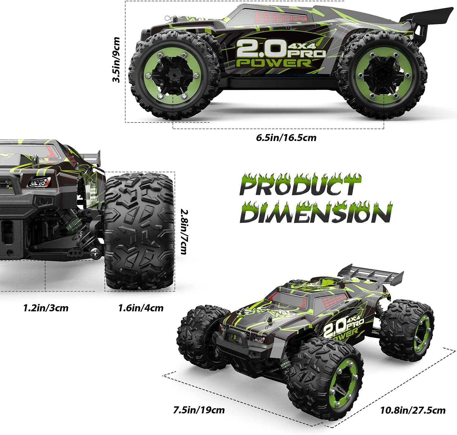 DEERC 302E RC Car High Speed Remote Control Car 1:18 Scale 4WD Monster Truck