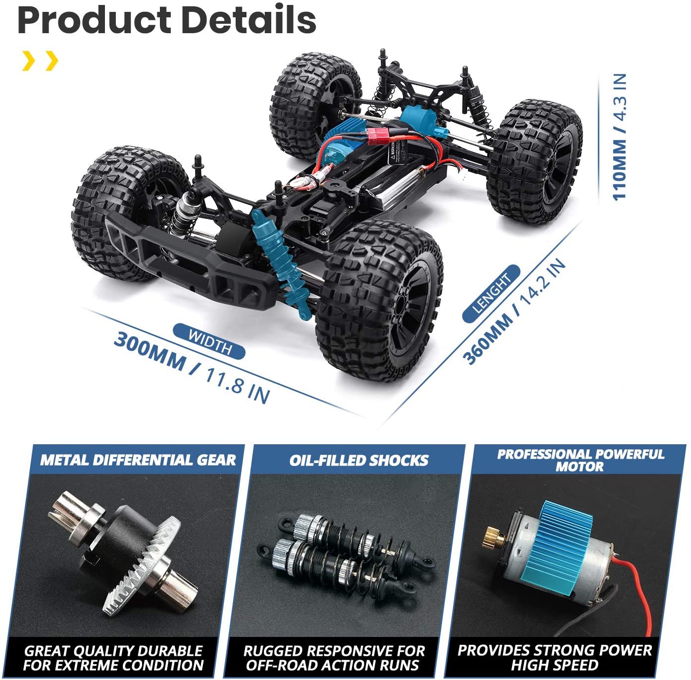 DEERC 9200E RC Car High Speed Remote Control Car 1:10 Scale 4WD Monster Truck