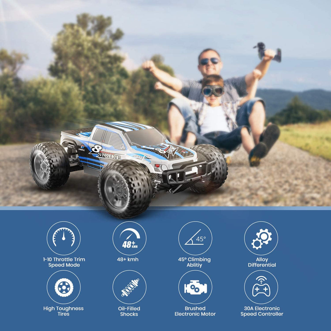 DEERC 9200E RC Car High Speed Remote Control Car 1:10 Scale 4WD Monster Truck