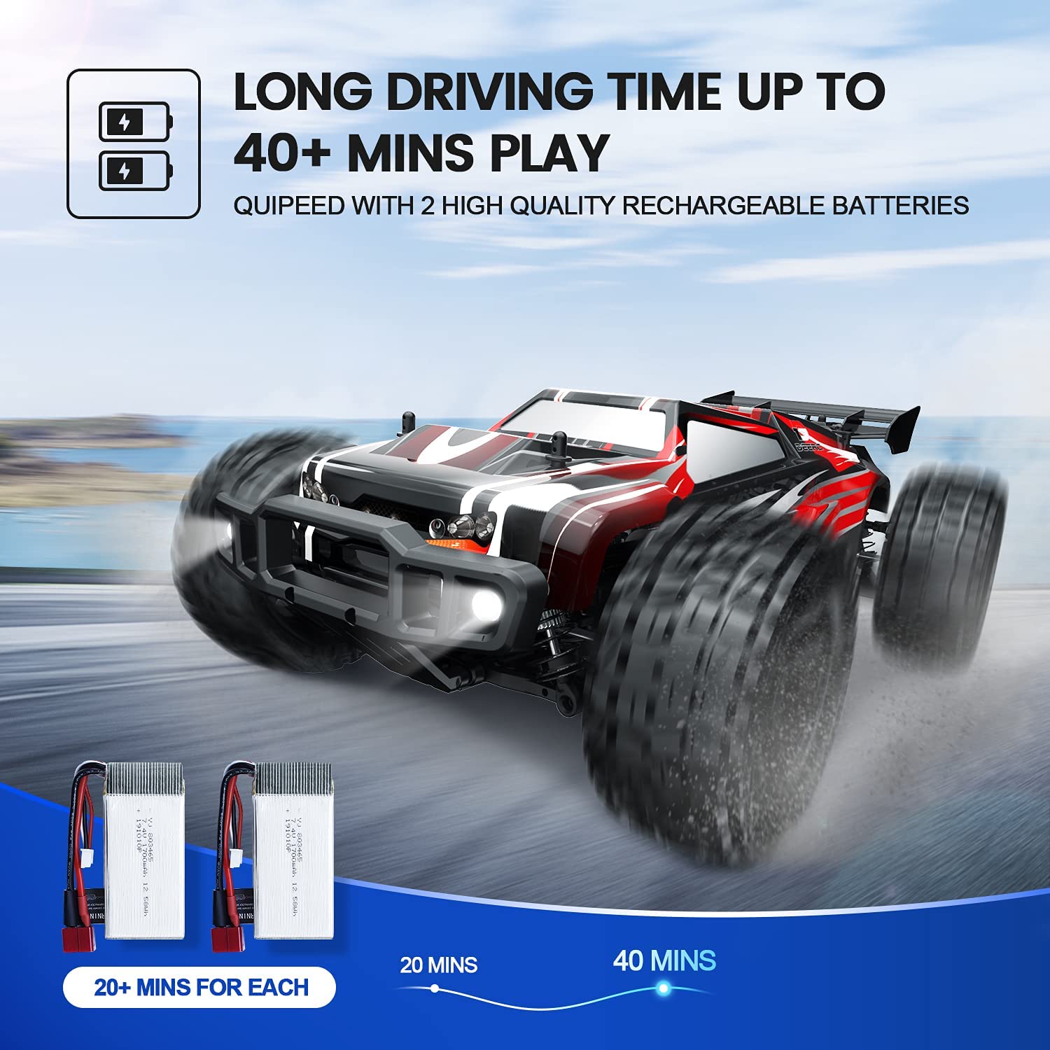 DEERC 9206E RC Car High Speed Remote Control Car 1:10 Scale 4WD Monster Truck