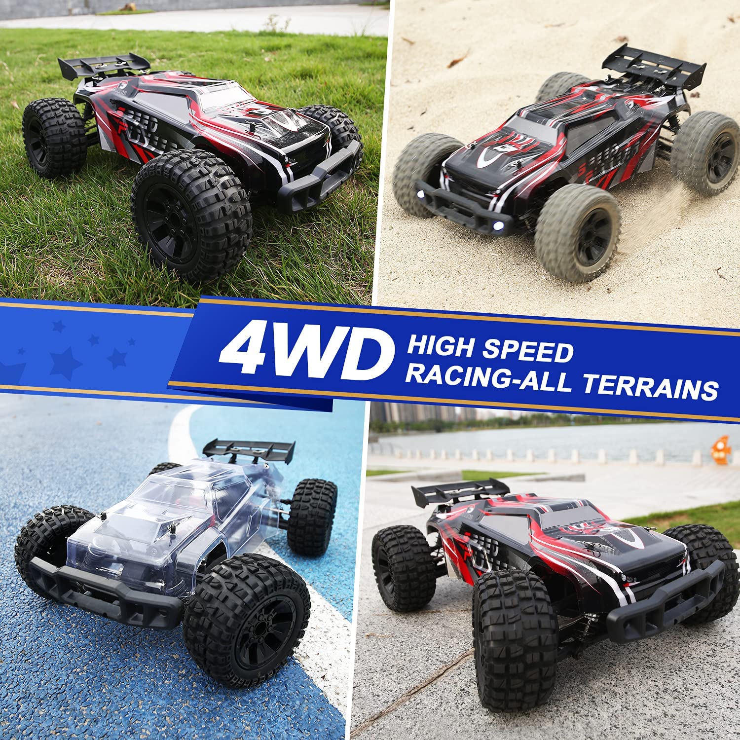 DEERC 9206E RC Car High Speed Remote Control Car 1:10 Scale 4WD Monster Truck