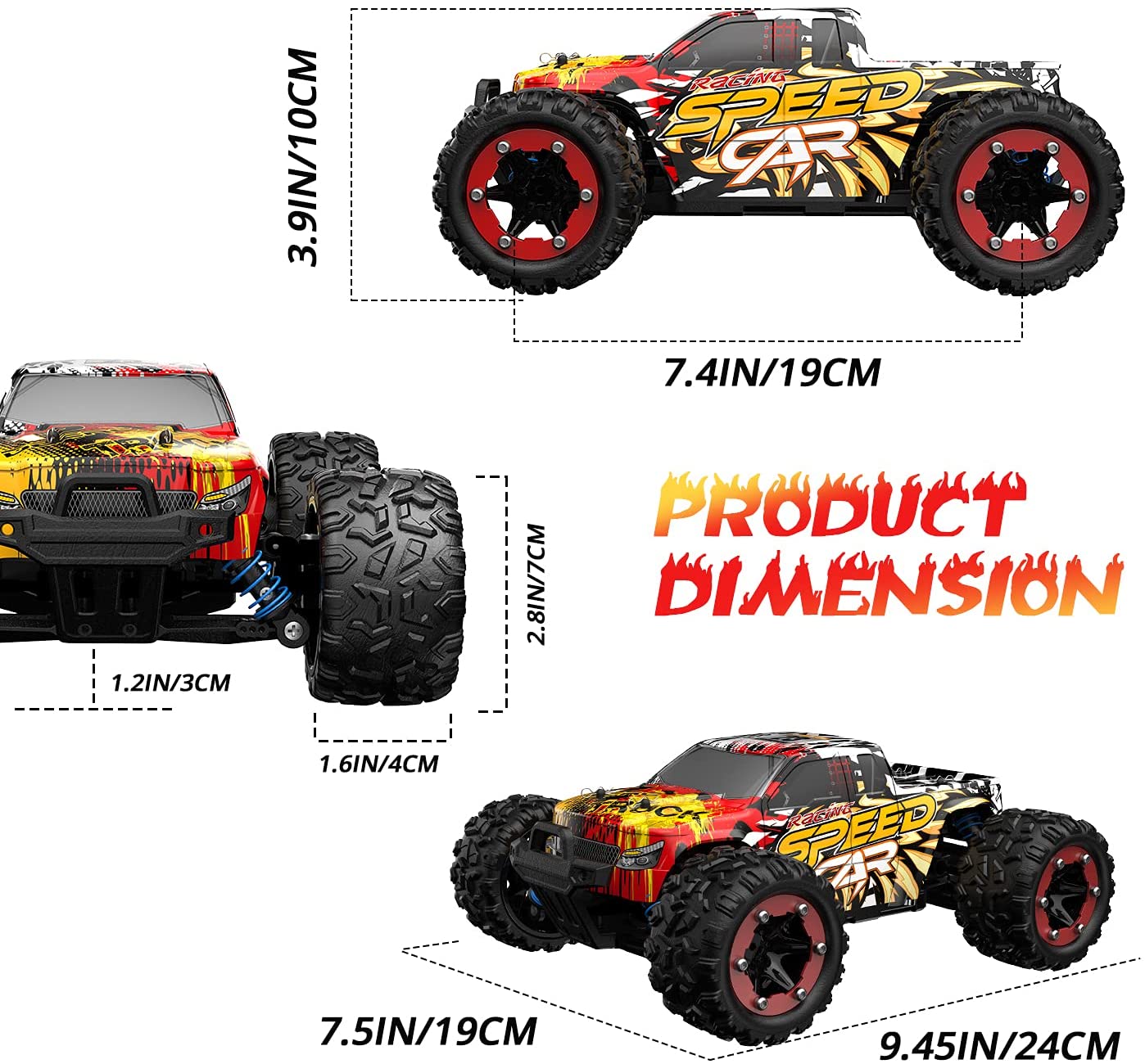 DEERC 9310 RC Cars High Speed Remote Control Car 1:18 Off Road 4WD Monster Truck