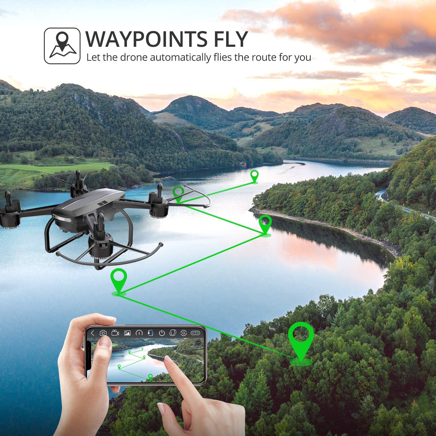 DEERC D50 Drone for Adults with 2K UHD Camera FPV Live Video 120 FOV 2 Batteries