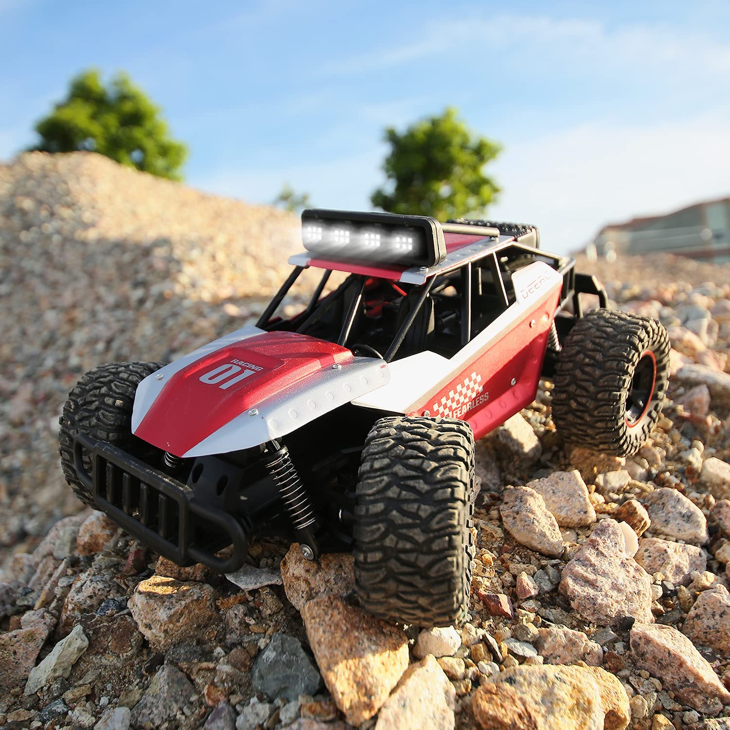 DEERC DE43 RC Car Remote Control 1:14 Scale 2.4Ghz 2WD Monster Truck 2 Batteries