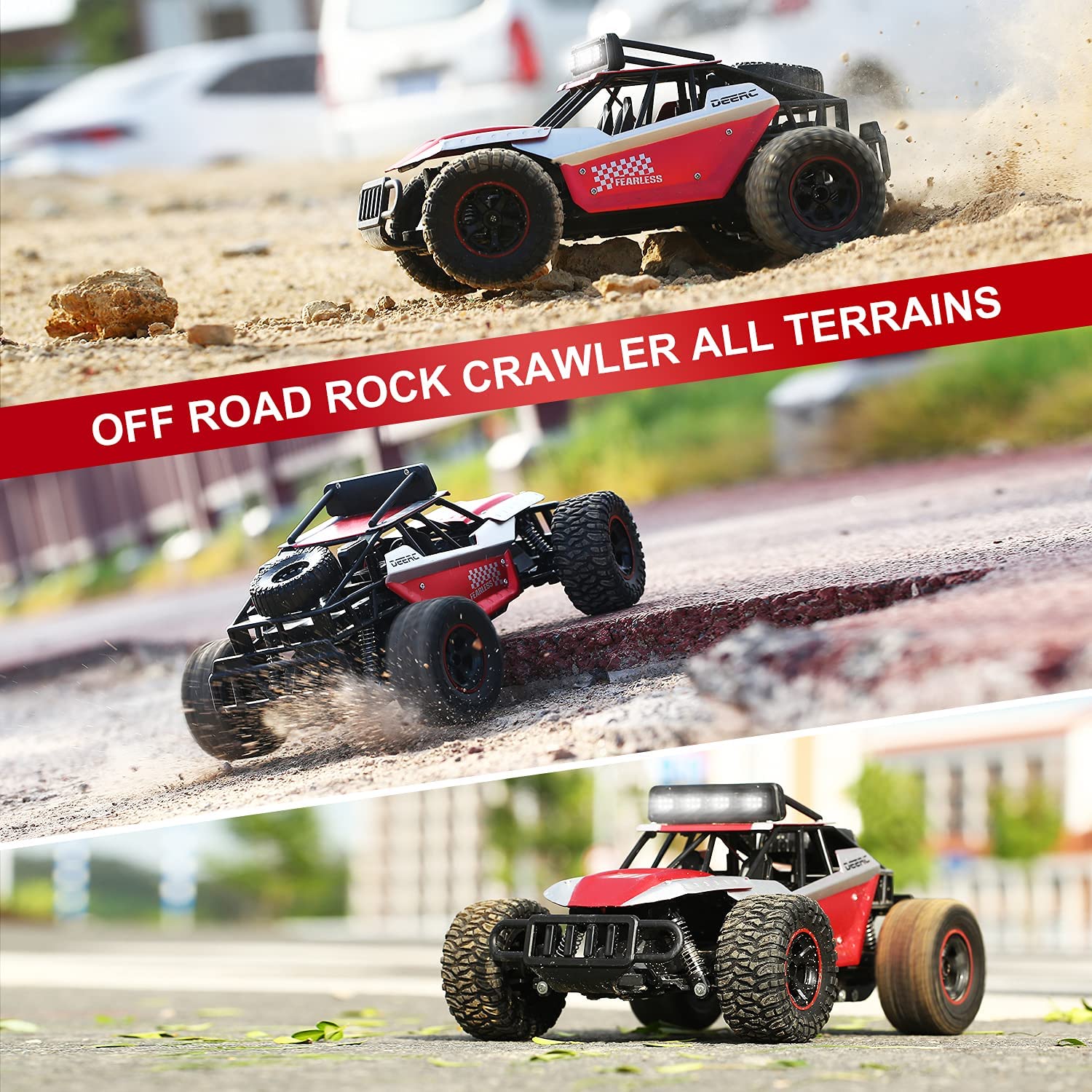 DEERC DE43 RC Car Remote Control 1:14 Scale 2.4Ghz 2WD Monster Truck 2 Batteries