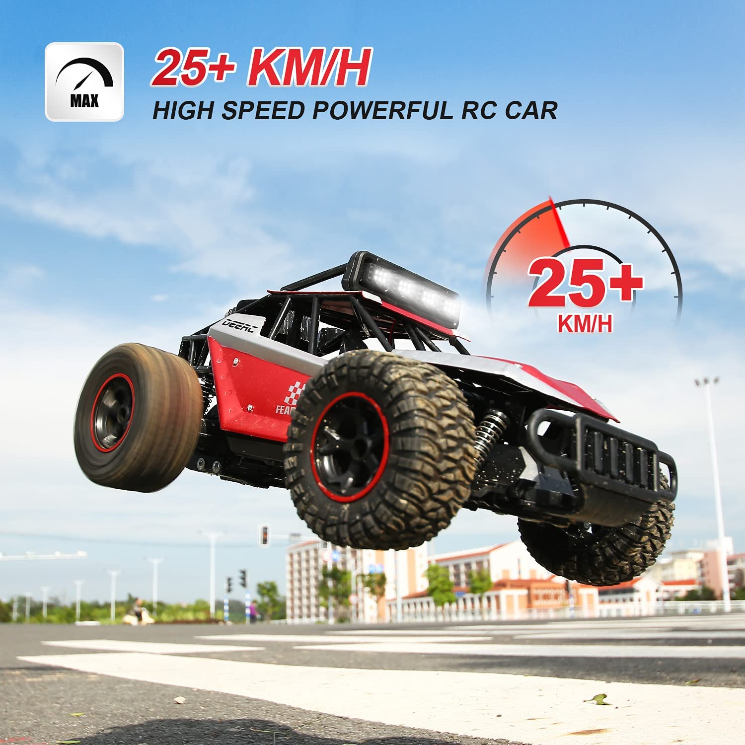DEERC DE43 RC Car Remote Control 1:14 Scale 2.4Ghz 2WD Monster Truck 2 Batteries