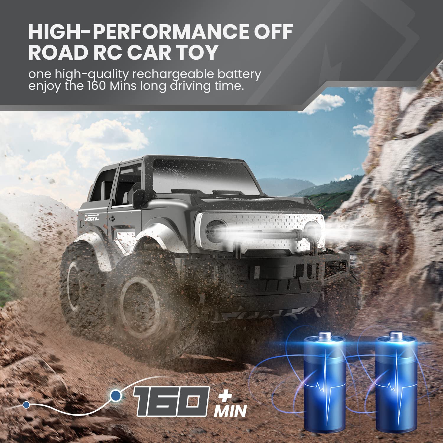 DEERC DE49 Remote Control Car 1:18 Scale 2.4Ghz RC SUV Cars Toy Monster Truck