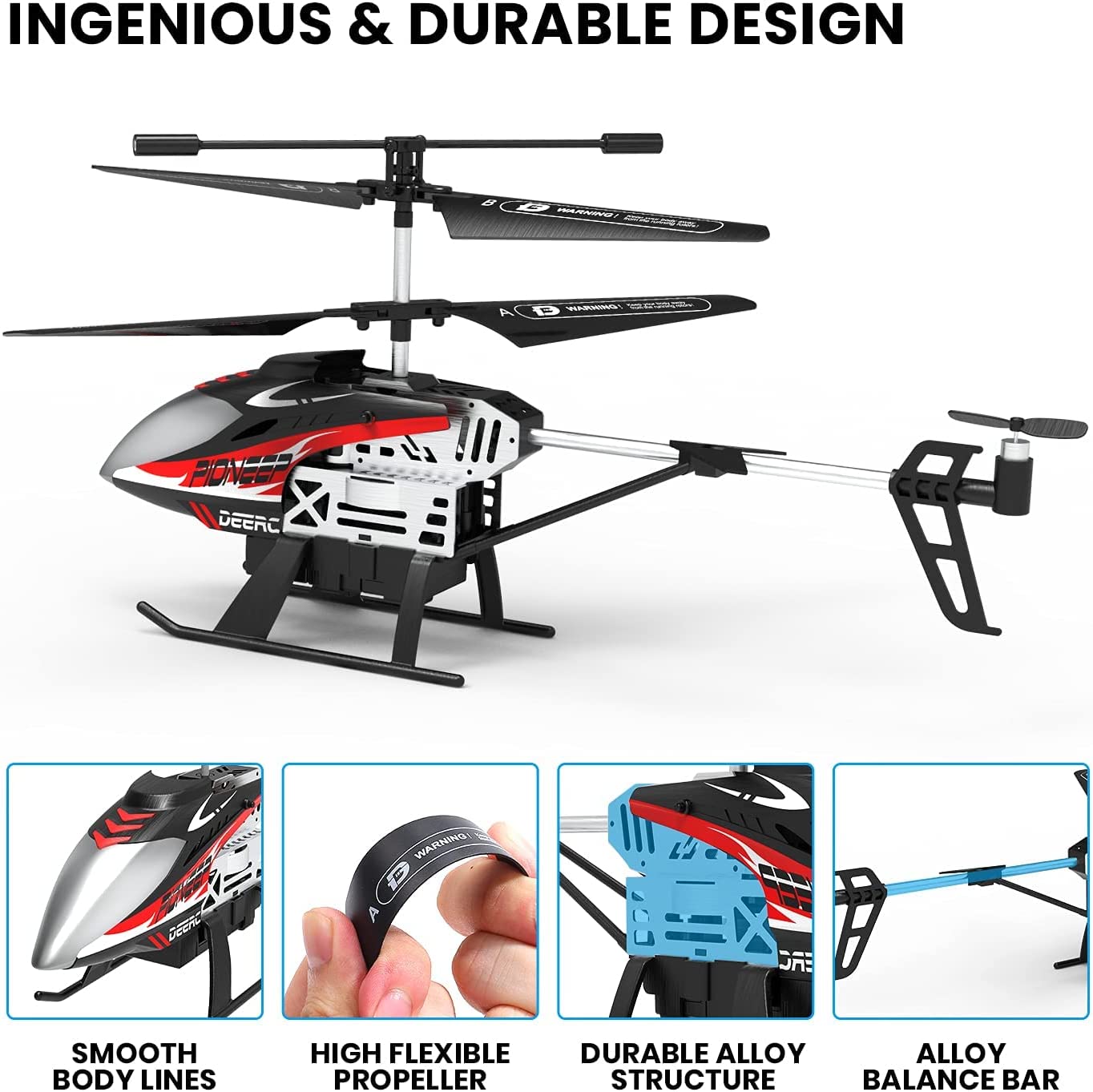 DEERC DE52 Remote Control Helicopter Altitude Hold 2.4GHz RC Flying Aircraft Toy