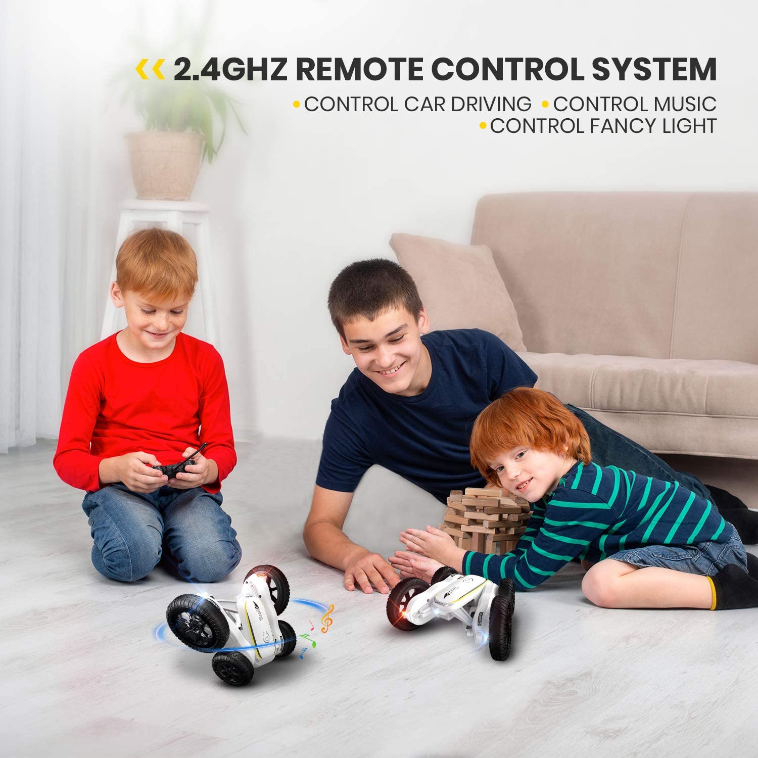 DEERC RC Stunt Cars Remote Control Car Toys for Kids 4WD Rotating 360 Vehicles