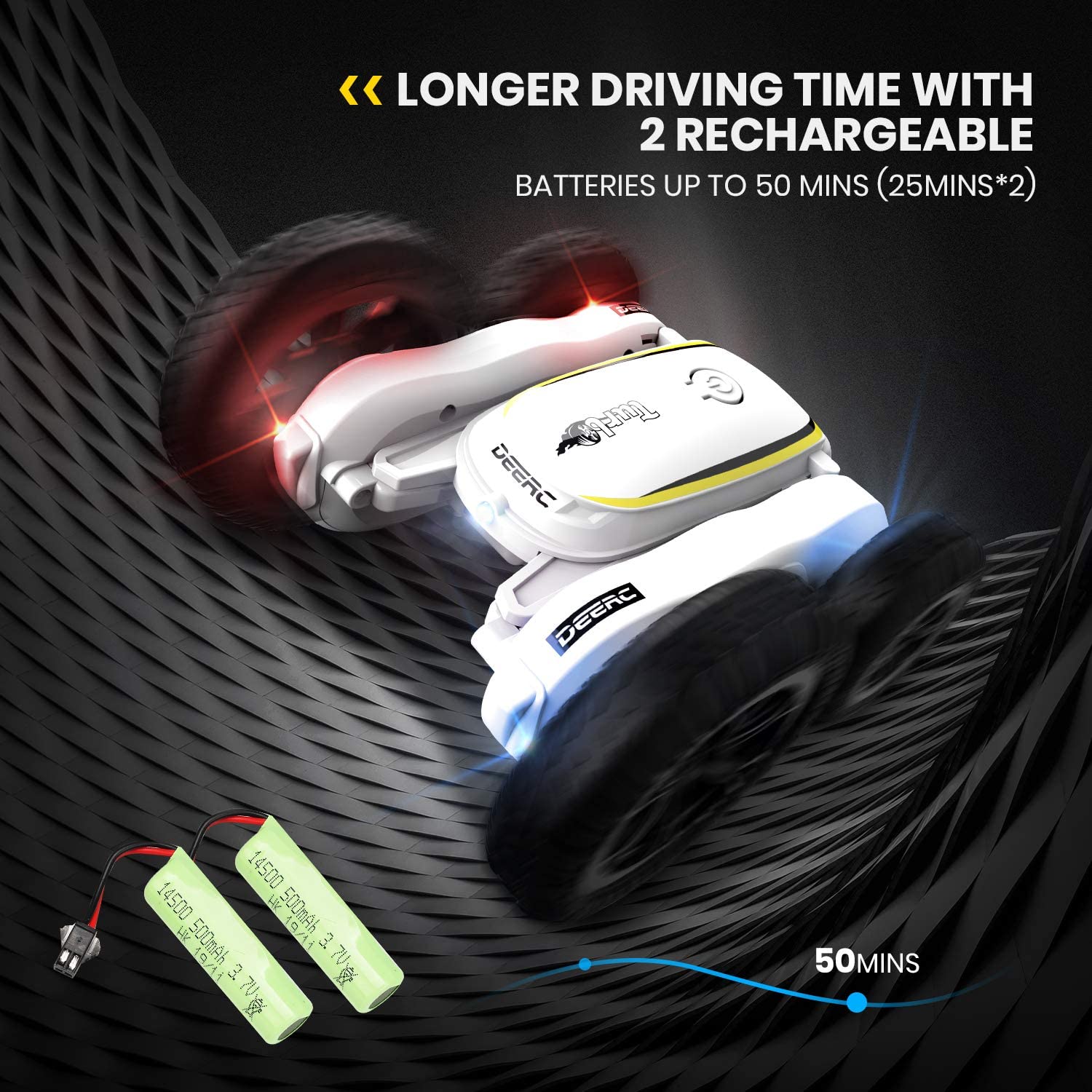 DEERC RC Stunt Cars Remote Control Car Toys for Kids 4WD Rotating 360 Vehicles