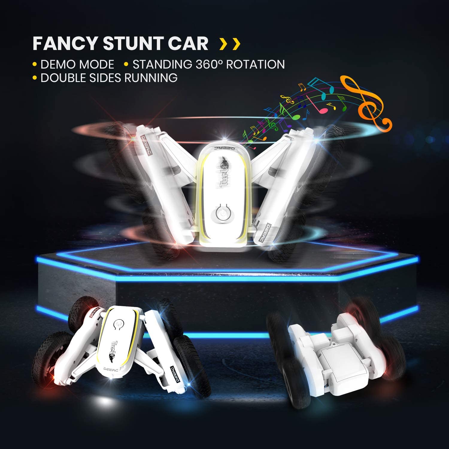 DEERC RC Stunt Cars Remote Control Car Toys for Kids 4WD Rotating 360 Vehicles