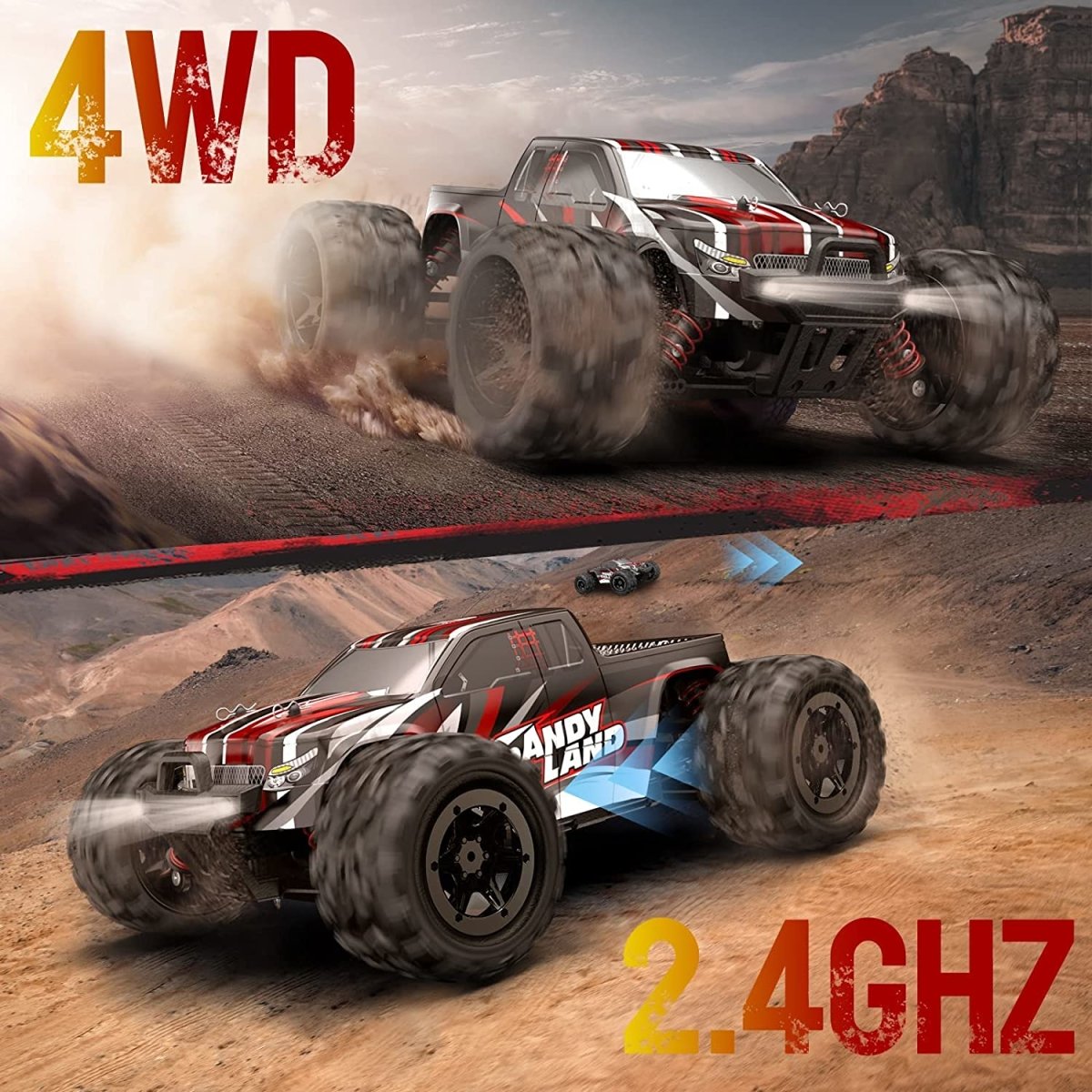 DEERC RC Car High Speed Remote Control Car 1:18 Scale 4WD Off Road Monster Truck