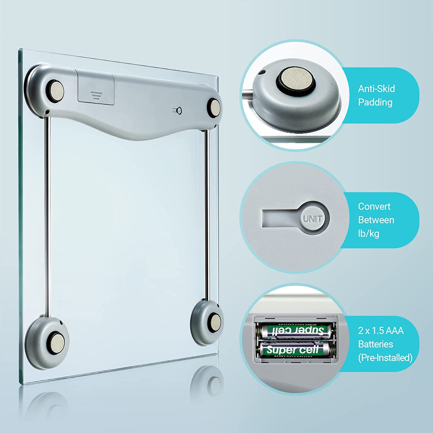 Etekcity Digital Body Weight Scale Bathroom LCD Backlight Display Tempered Glass