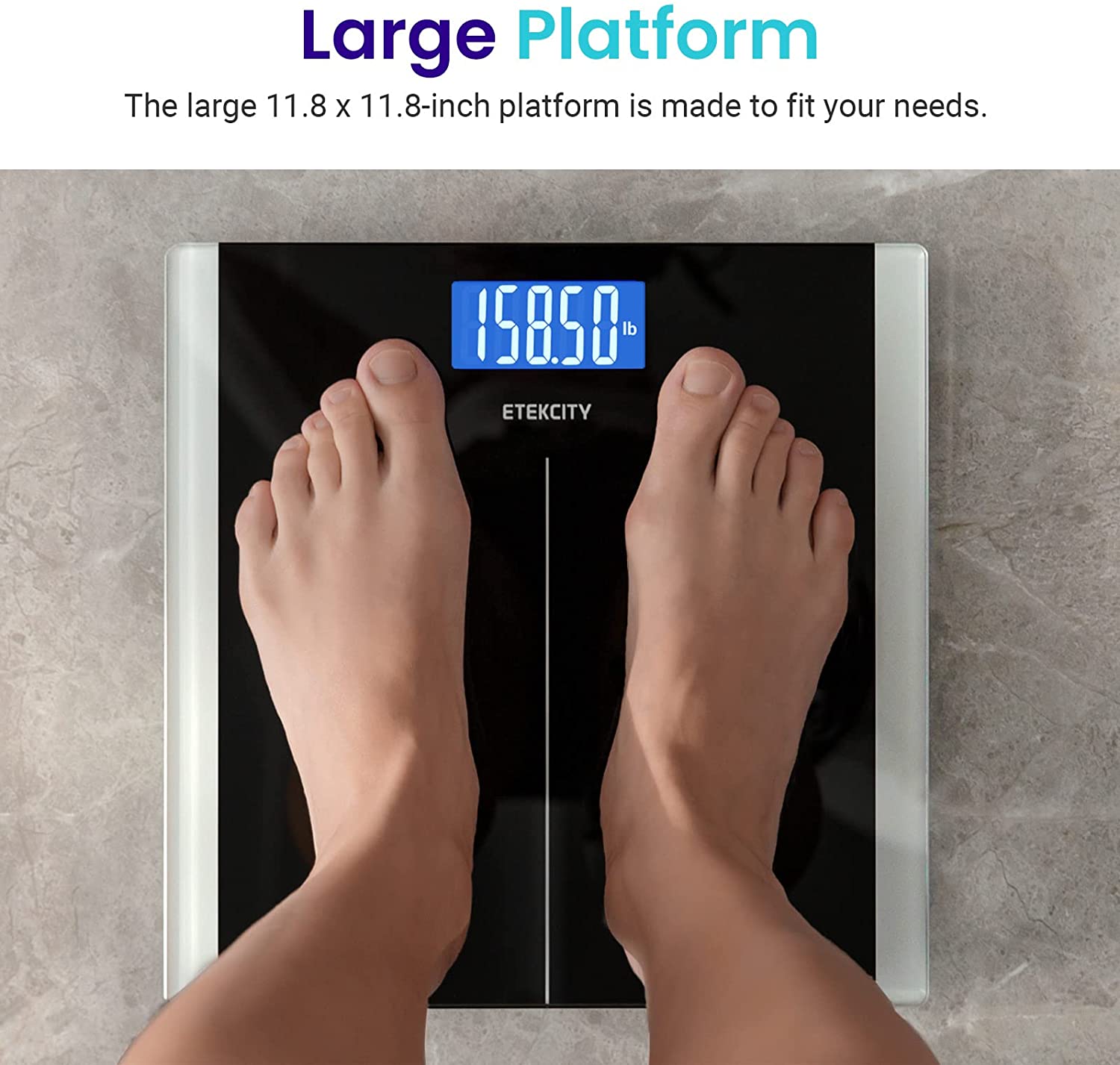 Etekcity Digital Body Weight Scale Bathroom LCD Display Durable Tempered Glass
