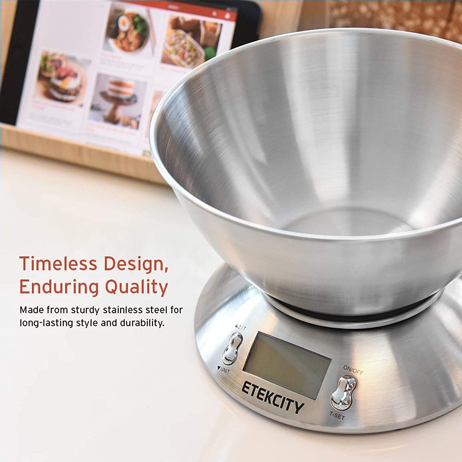 Etekcity Digital Food Kitchen Scale with Bowl Timer Temperature Sensor Cooking