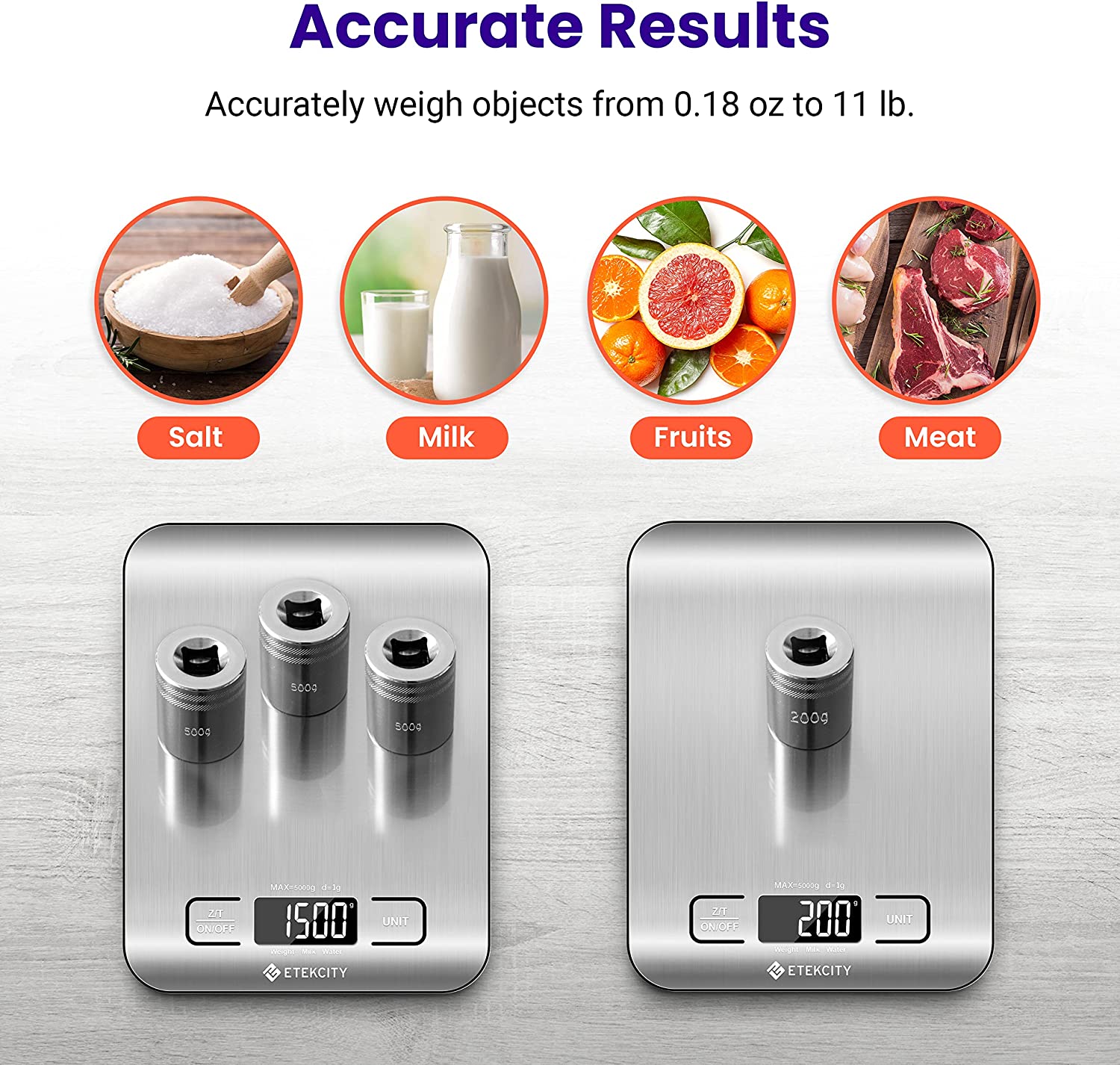 Etekcity Digital Food Scale Kitchen Cooking Baking Meal Prep Dieting Keto Steel