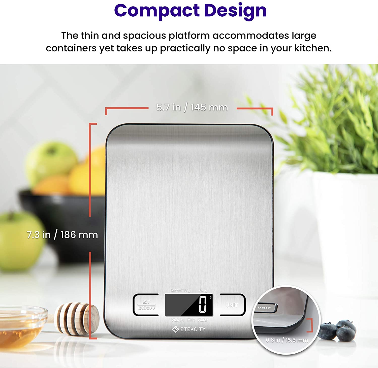 Etekcity Digital Food Scale Kitchen Cooking Baking Meal Prep Dieting Keto Steel