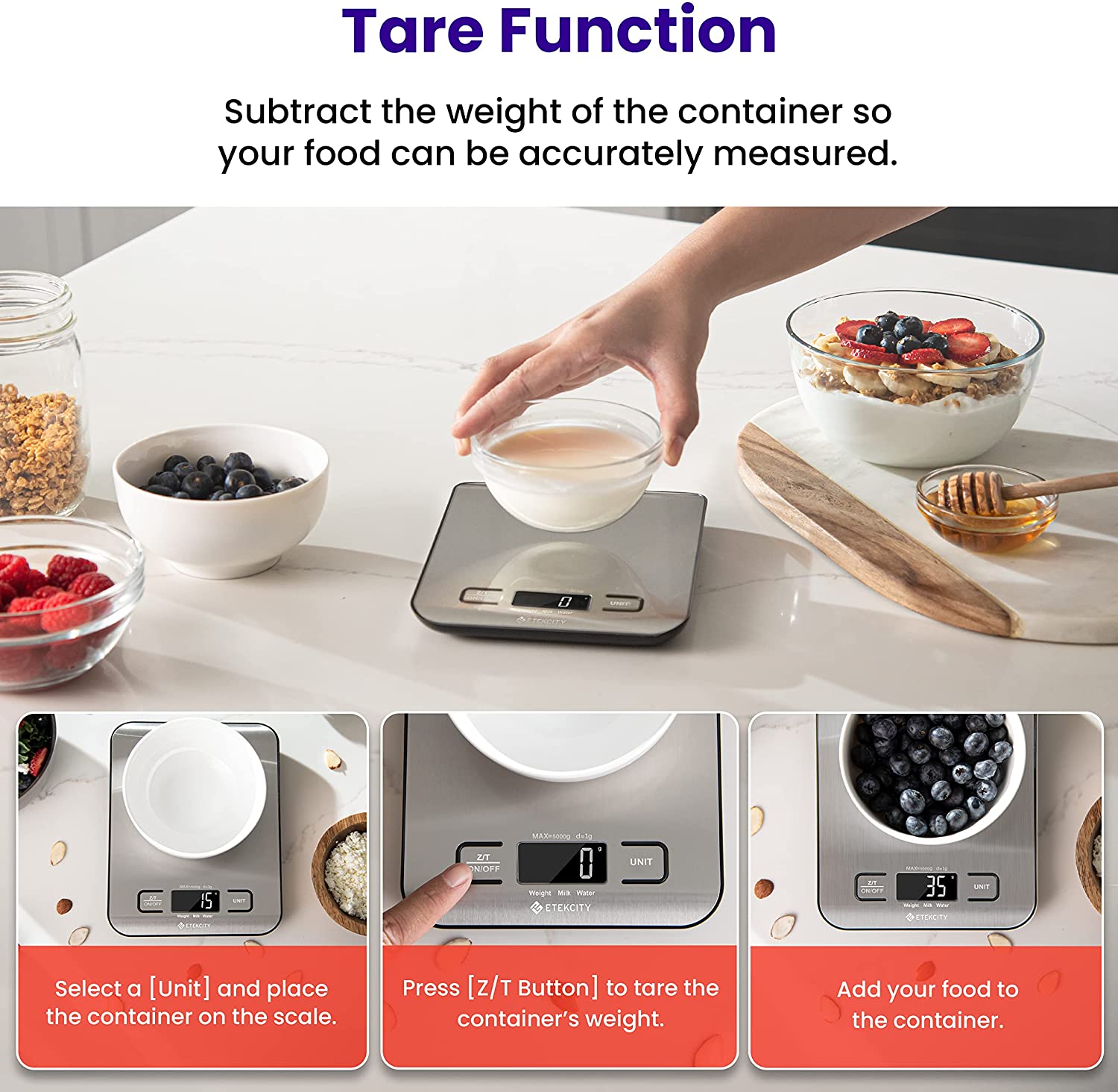 Etekcity Digital Food Scale Kitchen Cooking Baking Meal Prep Dieting Keto Steel