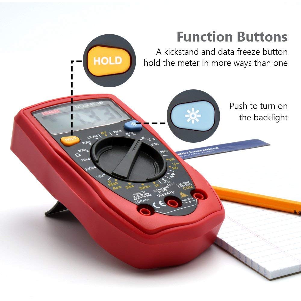 Etekcity Digital Multimeter Voltage Tester Volt Ohm Amp Meter Resistance Test