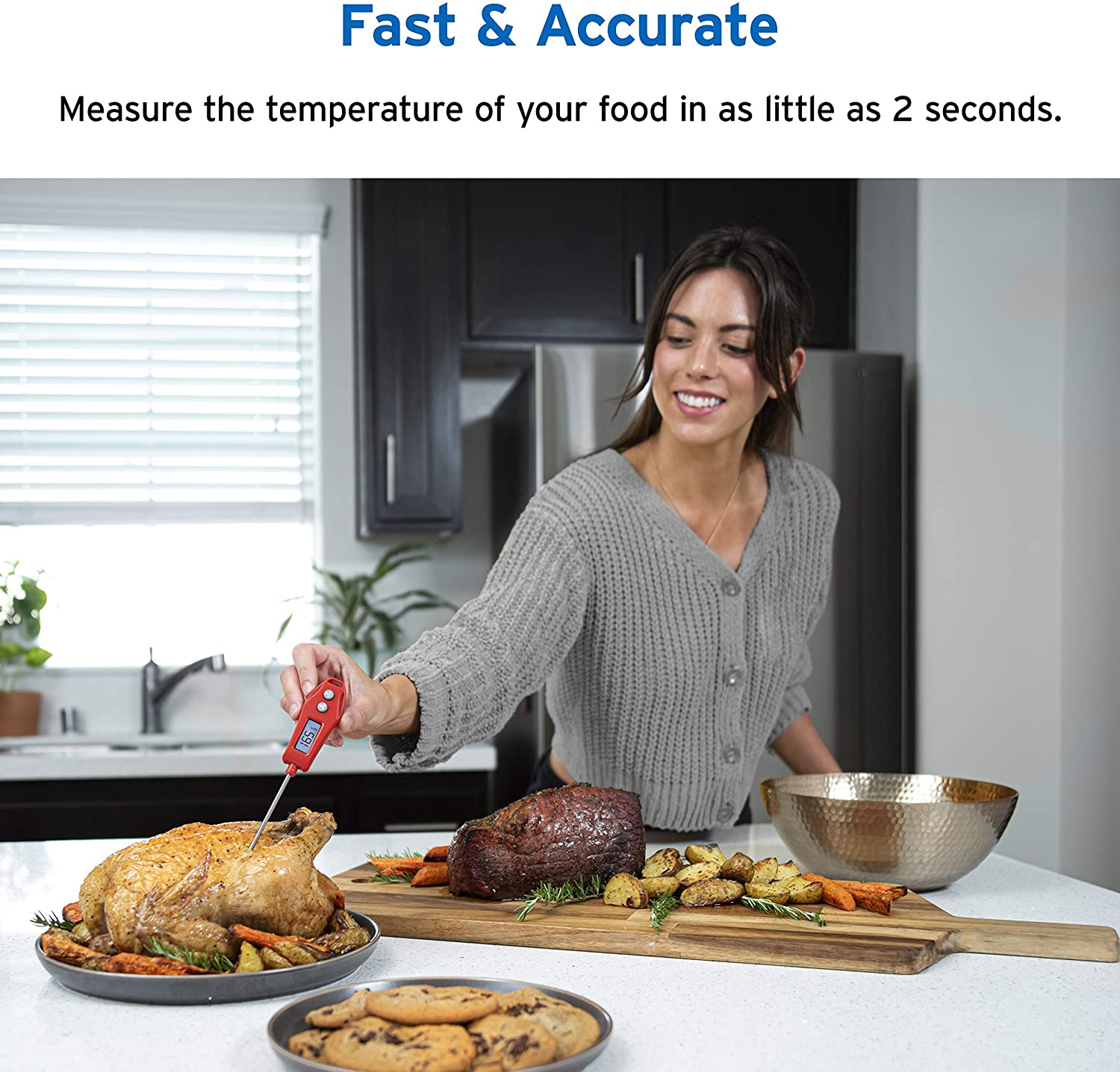 Etekcity EMT100 Digital Instant Read Meat Thermometer Kitchen Cooking Food BBQ
