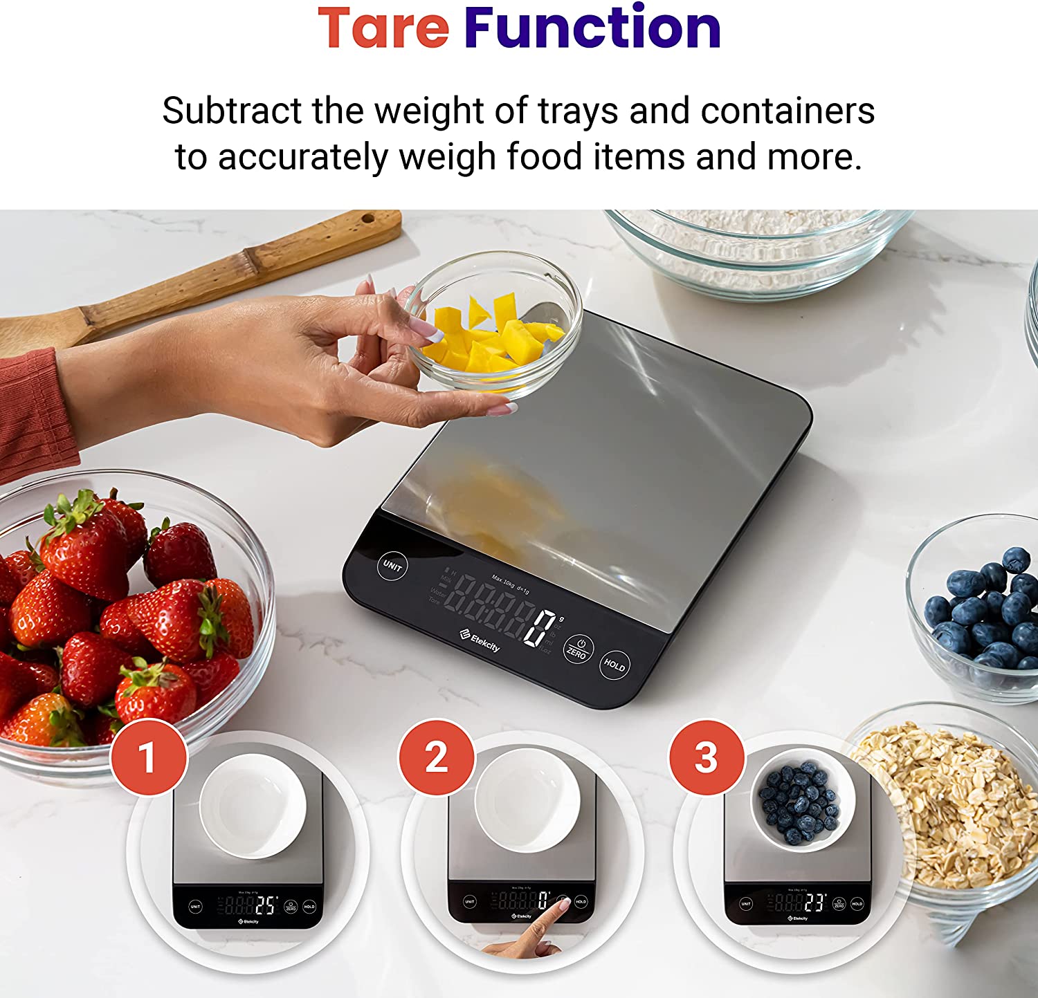 Etekcity Luminary Food Kitchen Scale Digital Rechargeable for Cooking Baking