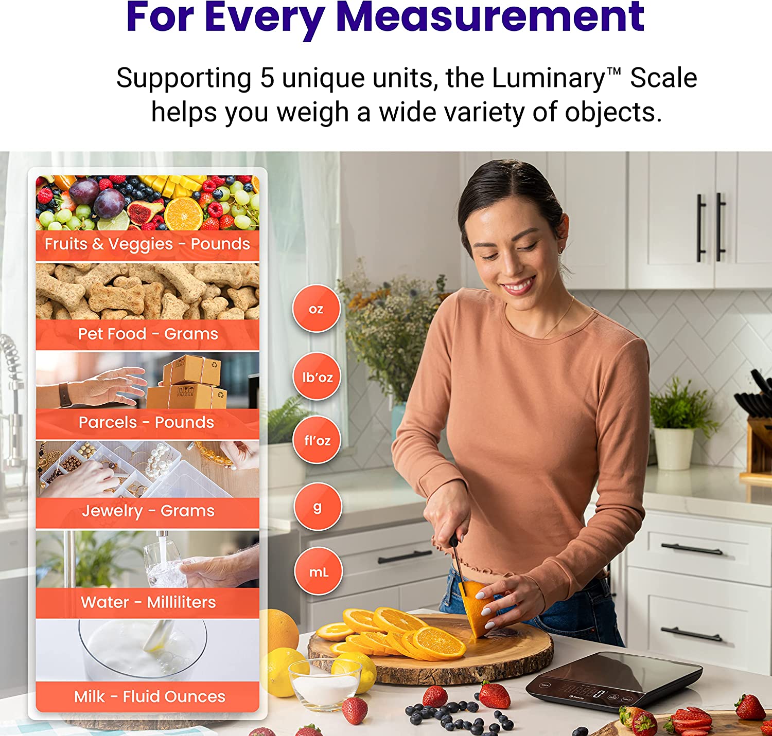Etekcity Luminary Food Kitchen Scale Digital Rechargeable for Cooking Baking