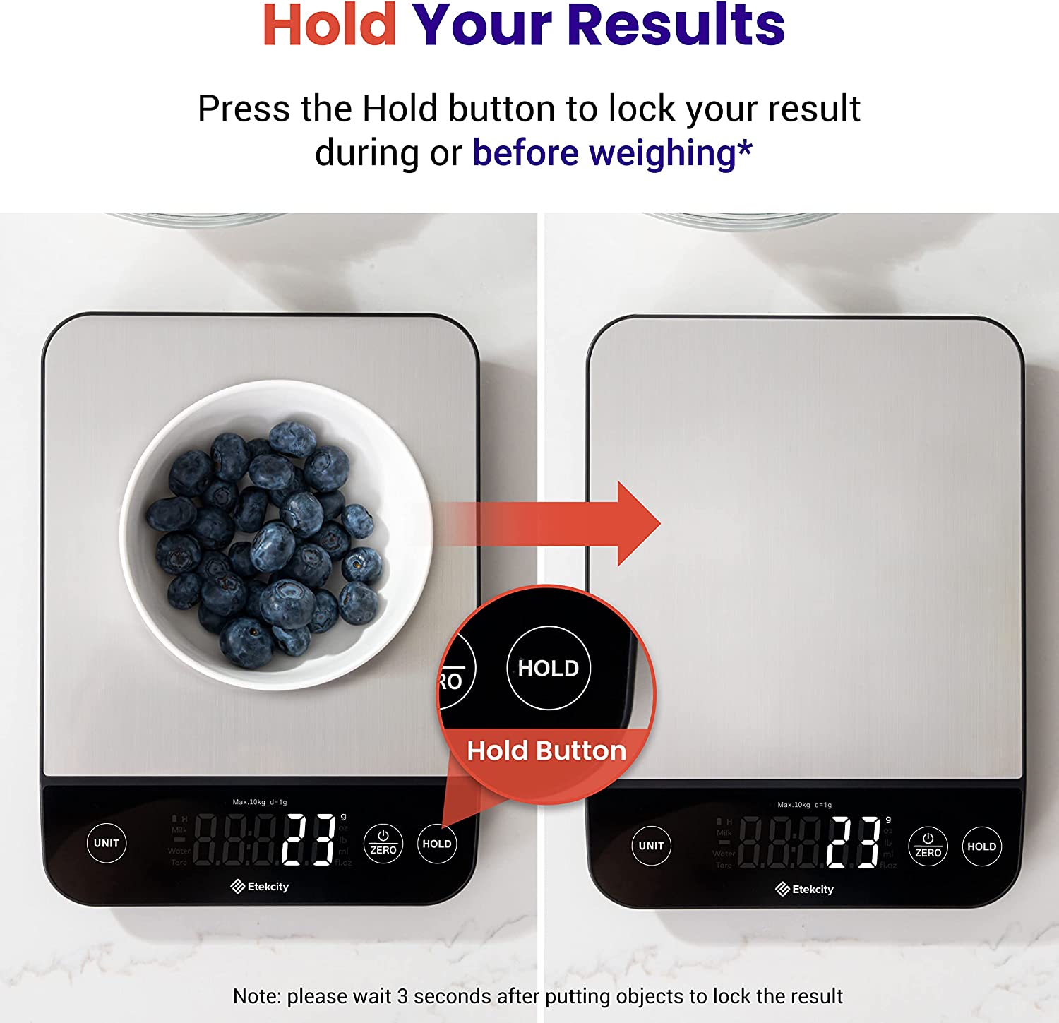Etekcity Luminary Food Kitchen Scale Digital Rechargeable for Cooking Baking