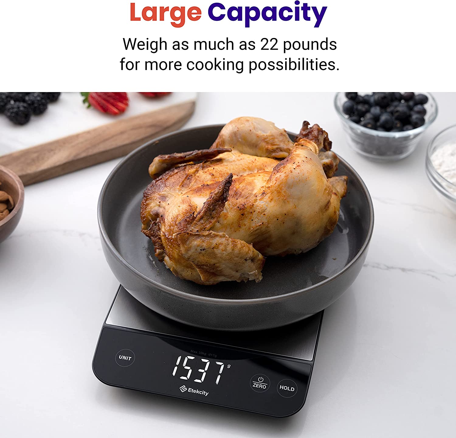 Etekcity Luminary Food Kitchen Scale Digital Rechargeable for Cooking Baking