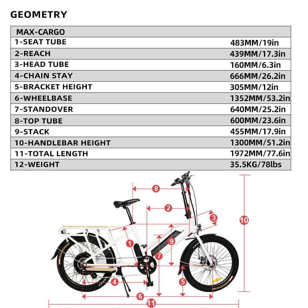 EUNORAU Max-Cargo Electric Bike with Rear Hub Motor Dual Battery E-Bike Bicycle
