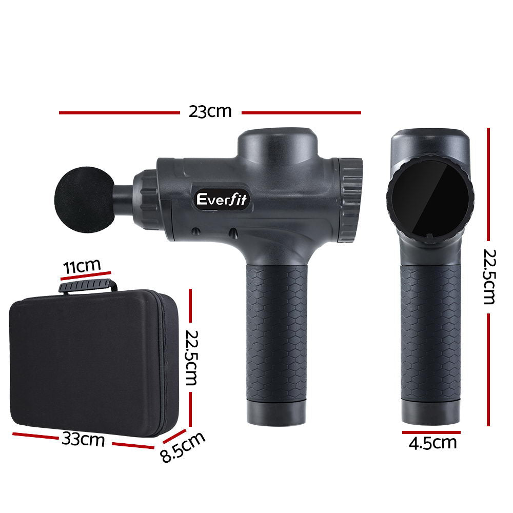 Everfit Massage Gun Electric Massager Vibration 6 Heads Muscle Therapy Percussion Tissue