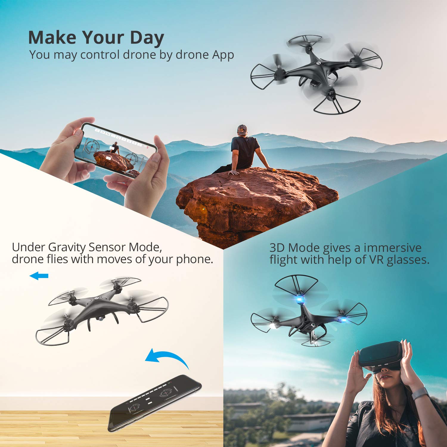 Holy Stone HS110D FPV RC Drone 1080P HD Camera Live Video 120° Quadcopter