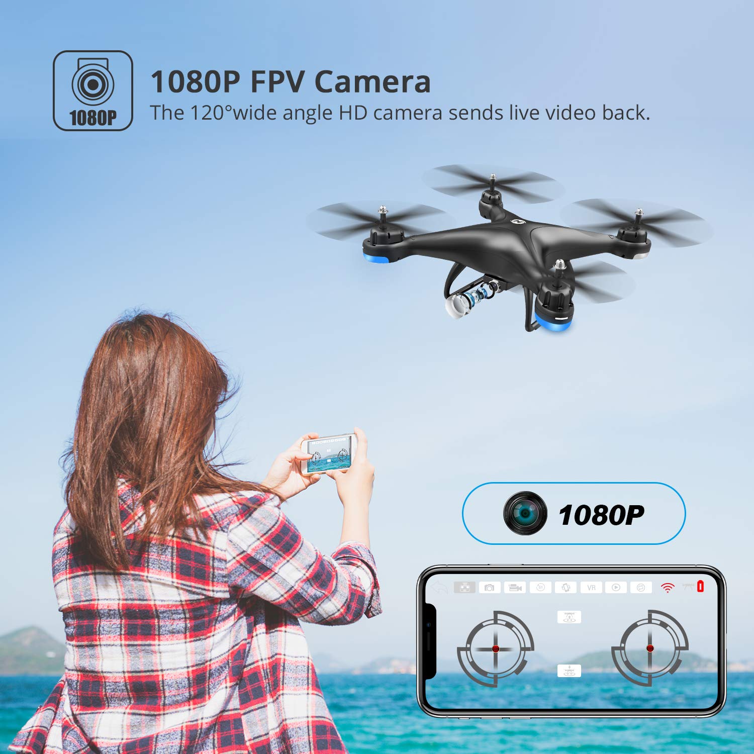 Holy Stone HS110D FPV RC Drone 1080P HD Camera Live Video 120° Quadcopter
