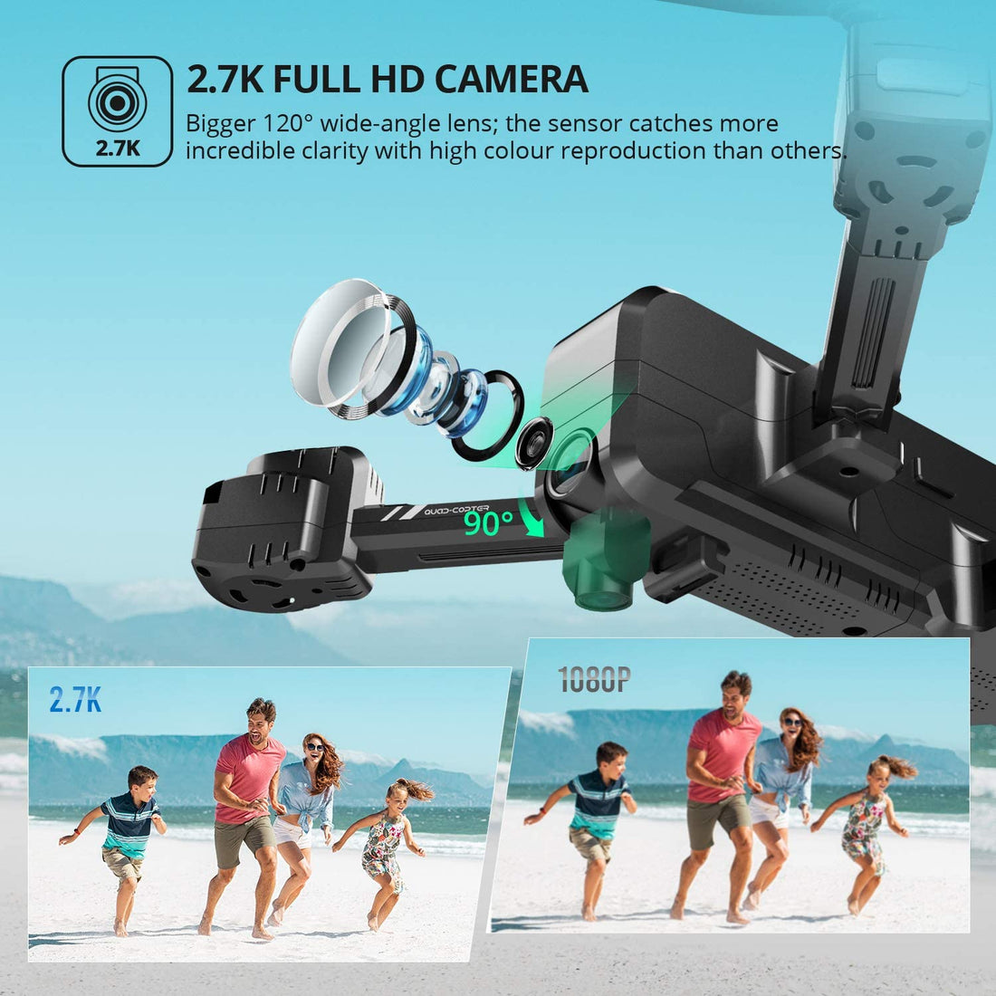 Holy Stone HS270 GPS 2.7K Foldable Drone with FHD FPV Camera Live RC Quadcopter