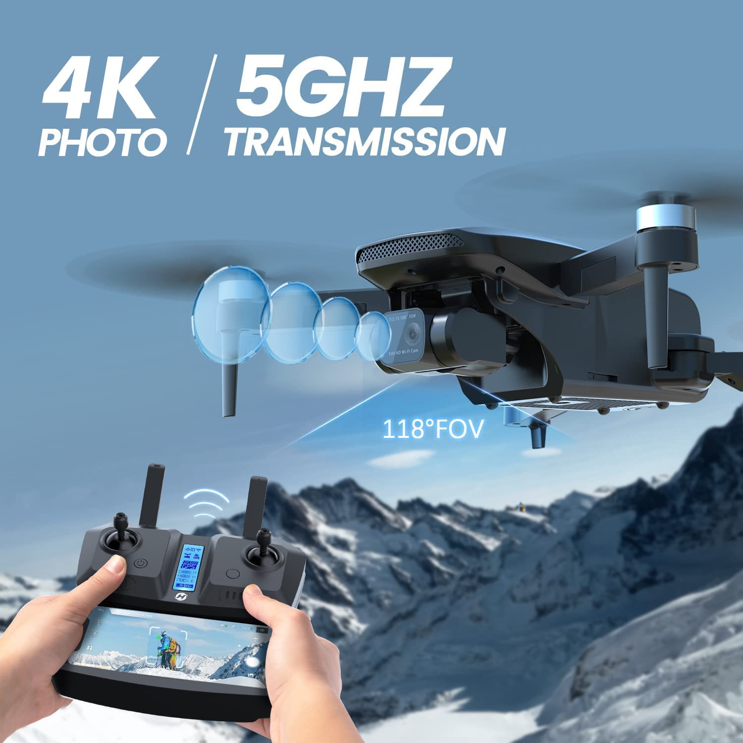 Holy Stone HS360 Foldable FPV GPS Drone with 4K Rock Steady Camera RC Quadcopter