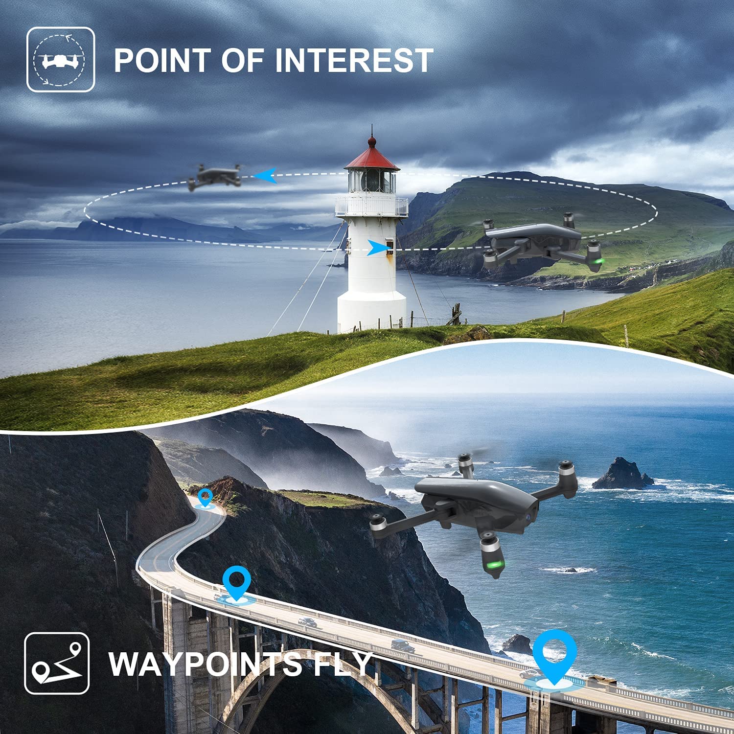 Holy Stone HS710 Foldable FPV GPS Drone with 4K Camera RC 5G Quadcopter