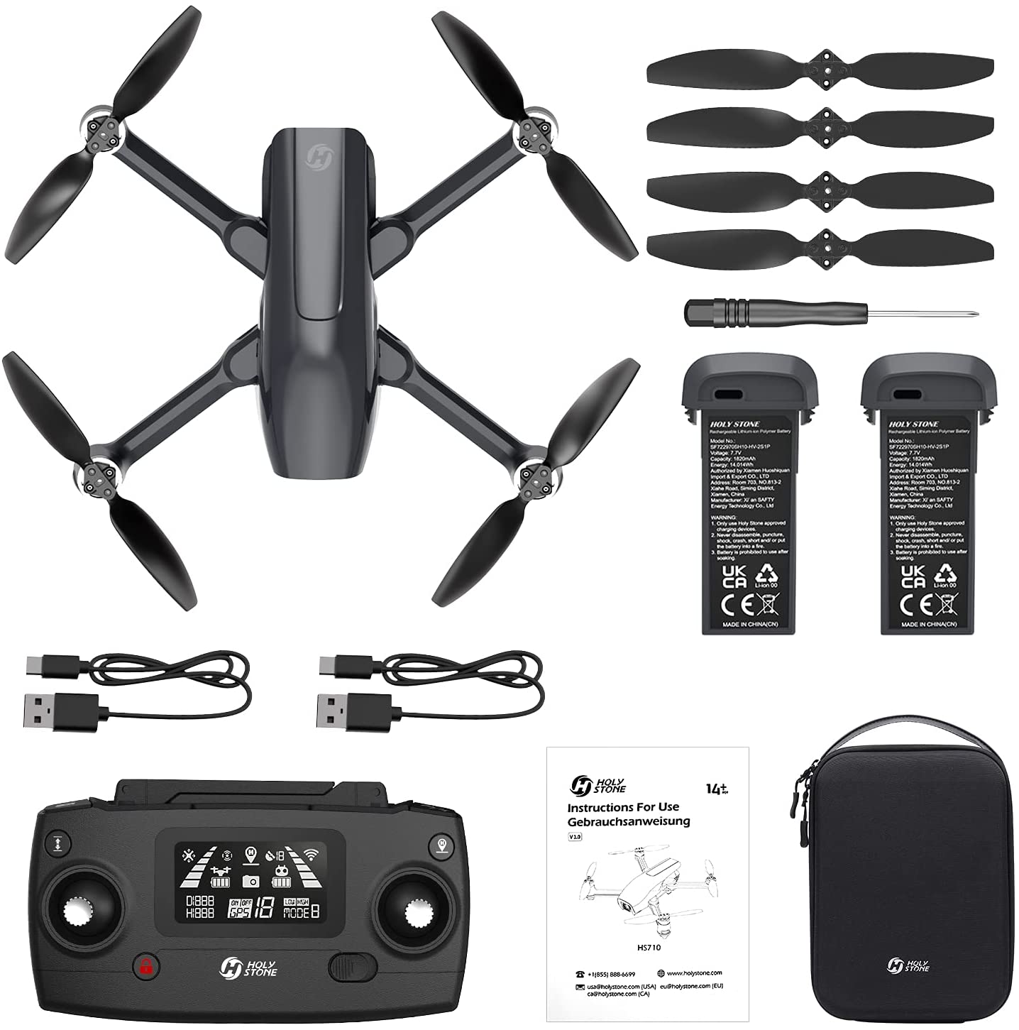 Holy Stone HS710 Foldable FPV GPS Drone with 4K Camera RC 5G Quadcopter