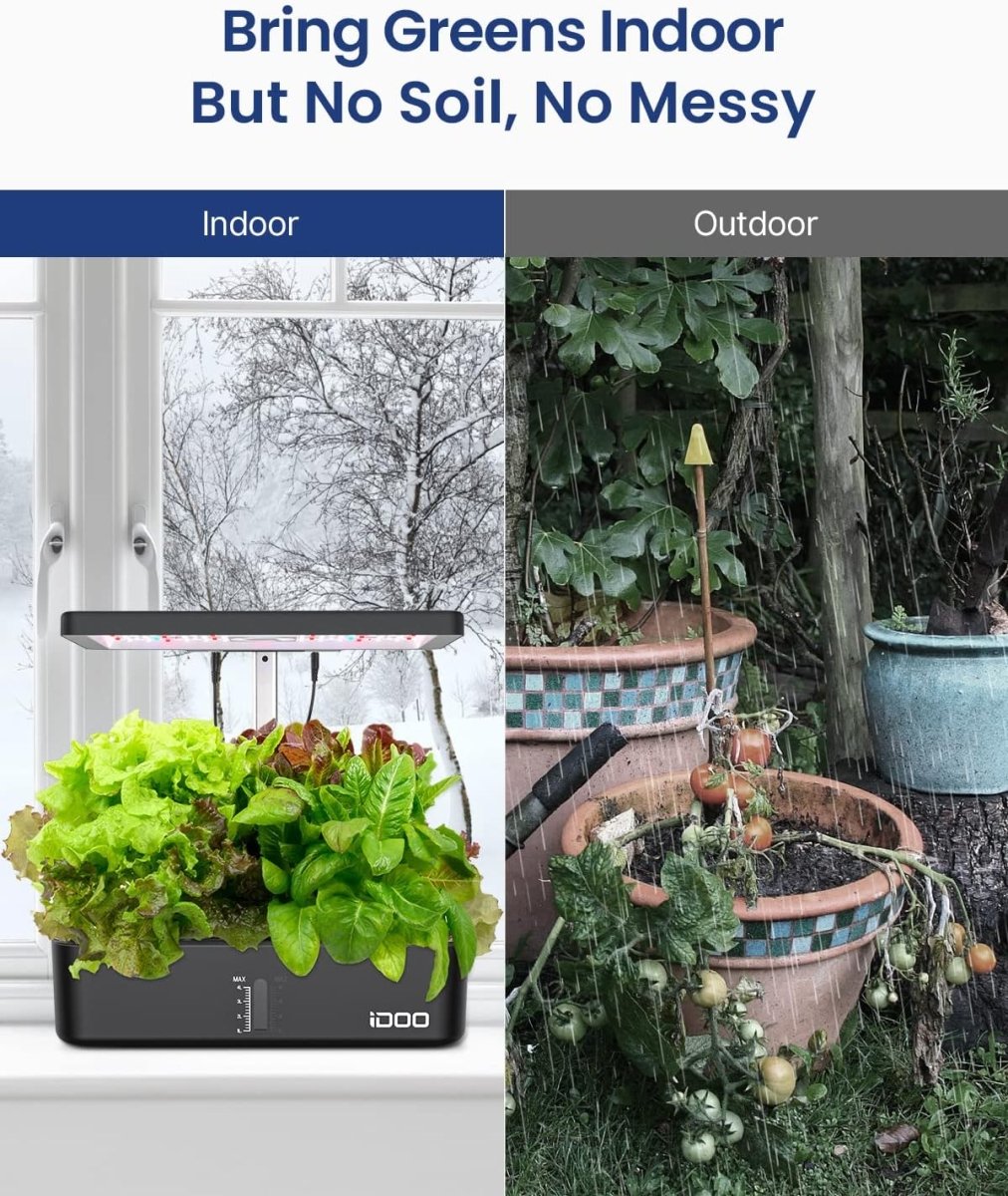 iDOO Hydroponics Growing System 12Pods Mini Herb Garden Germination Kit with LED