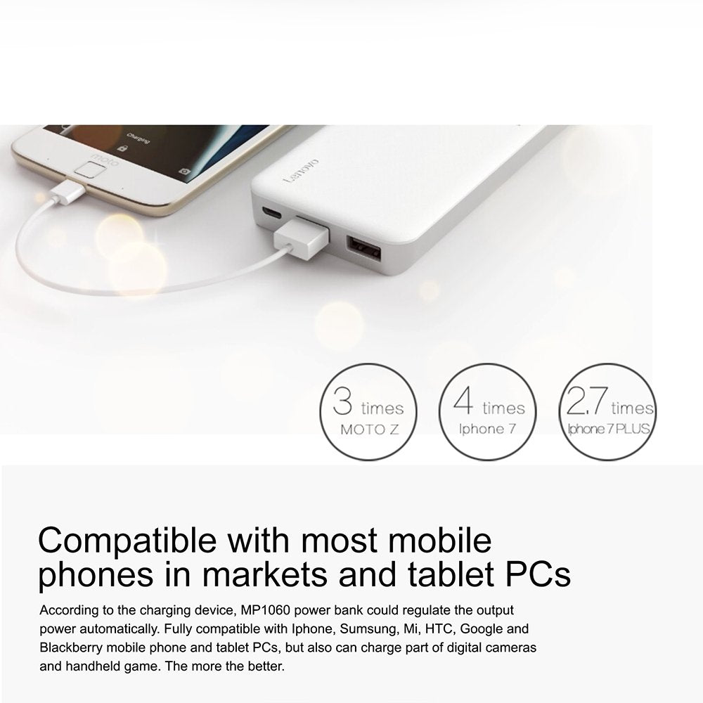 Lenovo 10000mAh Dual USB port Power Bank